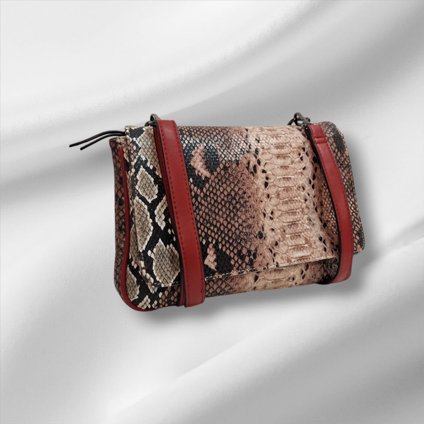 Boscha Handtasche Schlangenledermuster mit Rot