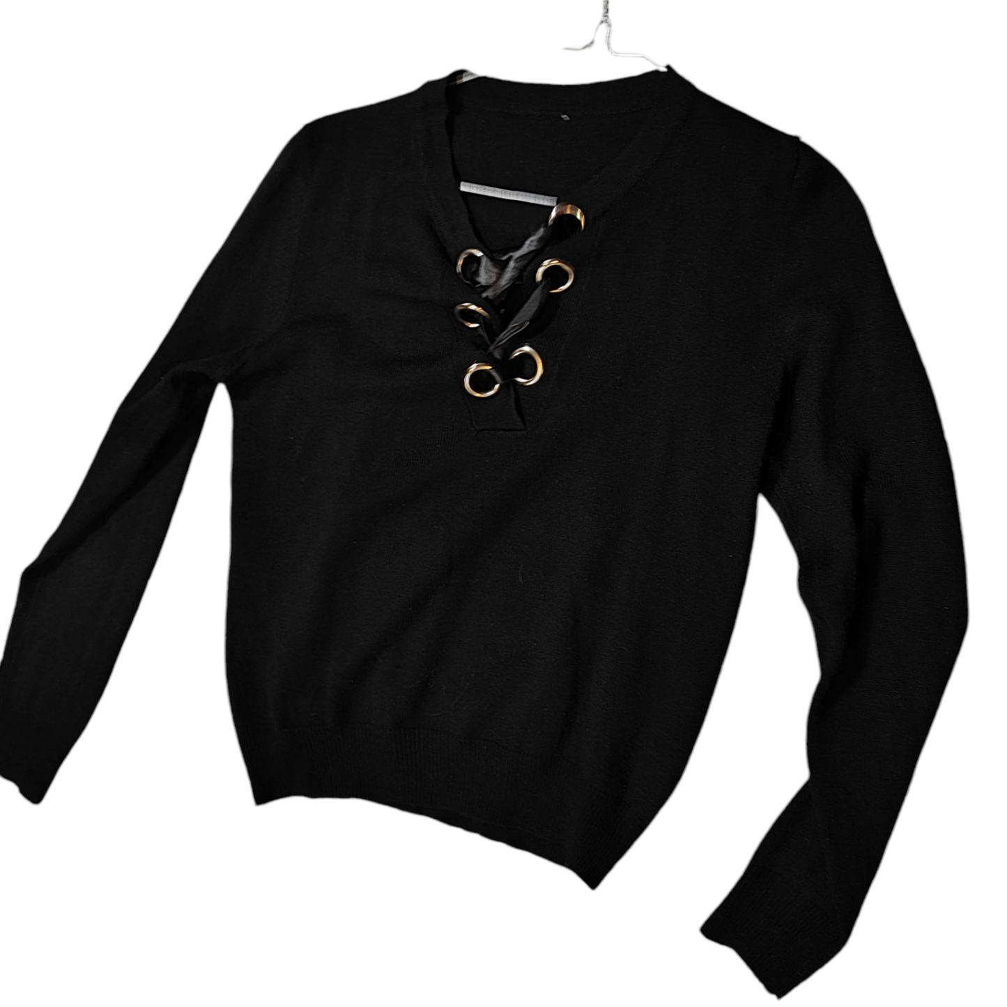 Pullover mit Schnur S Schwarz