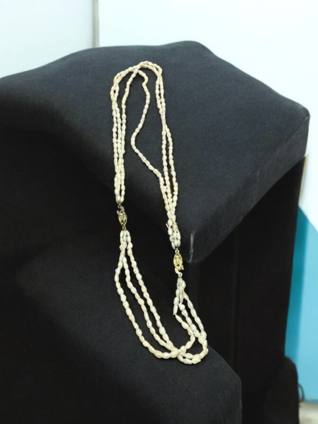 Vintage Halskette und Armband Perlen Weiß