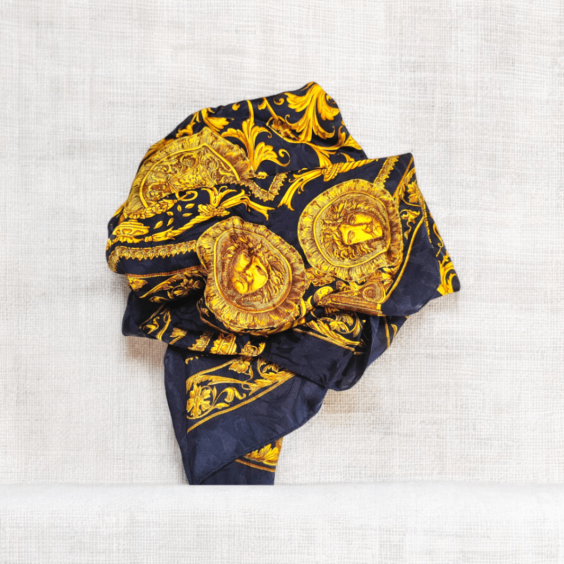 Seide Schal Schwarz und Gold