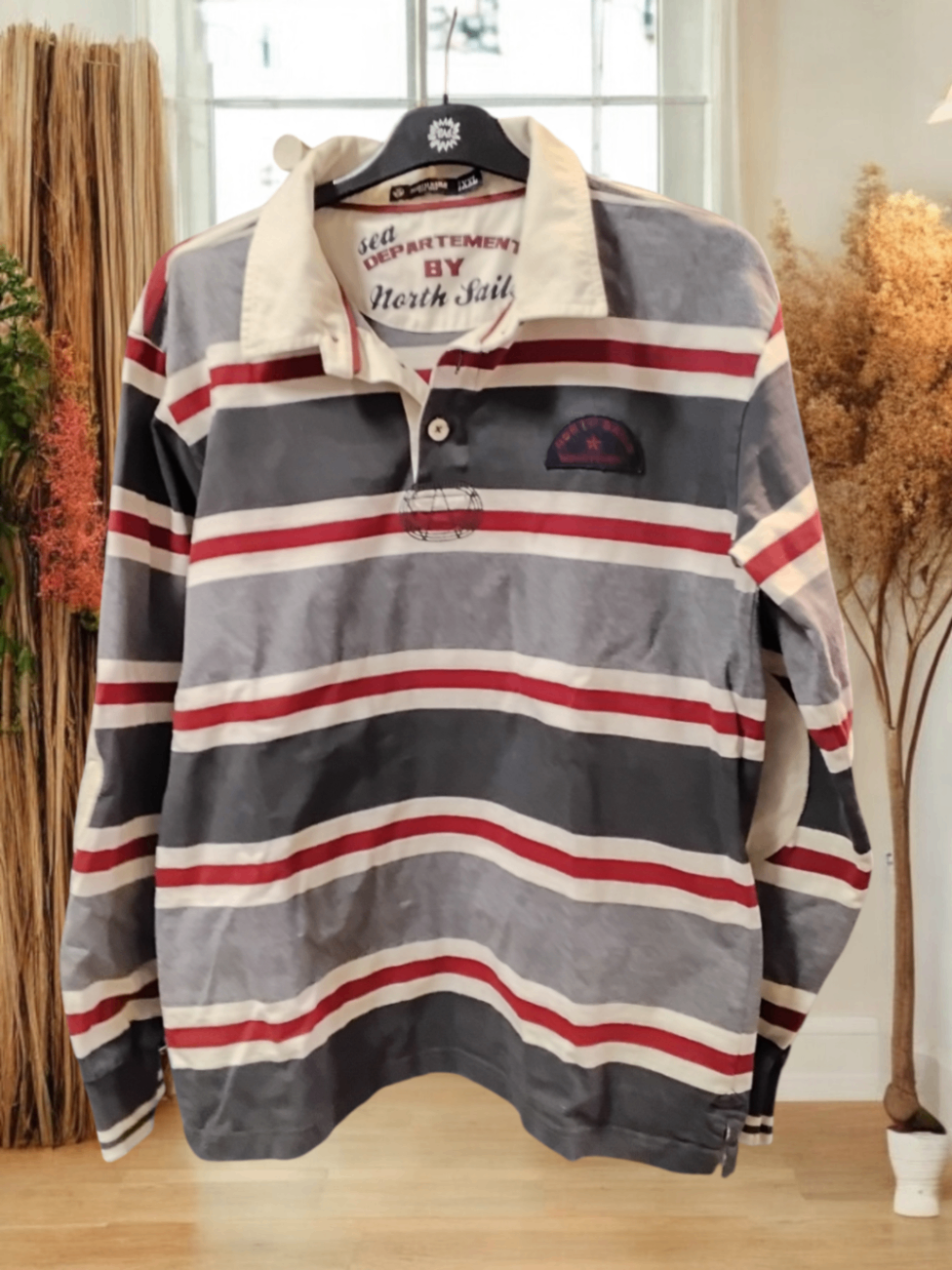 North Sails Langarm-Poloshirt XXL Grau, Rot und Weiß