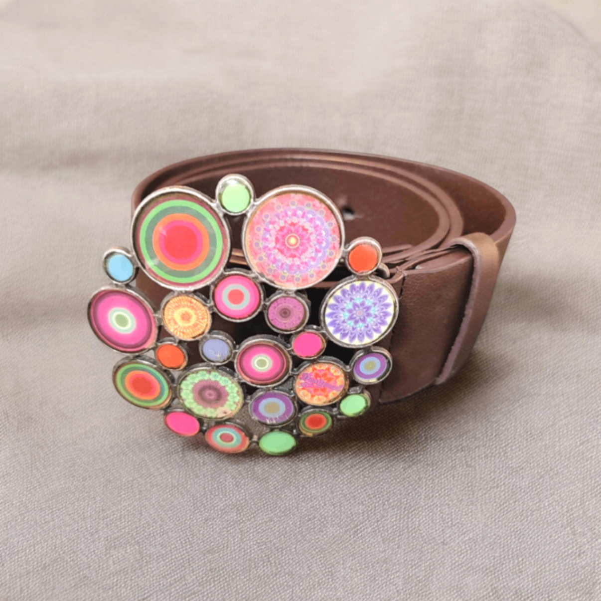Desigual Gürtel Braun mit bunten Akzenten