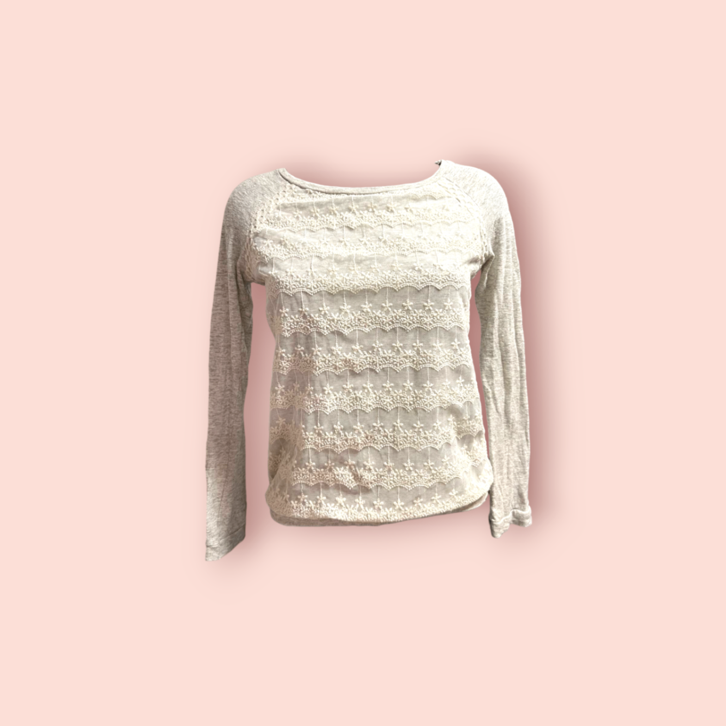 Bershka Langarmshirt M Grau/Weiß