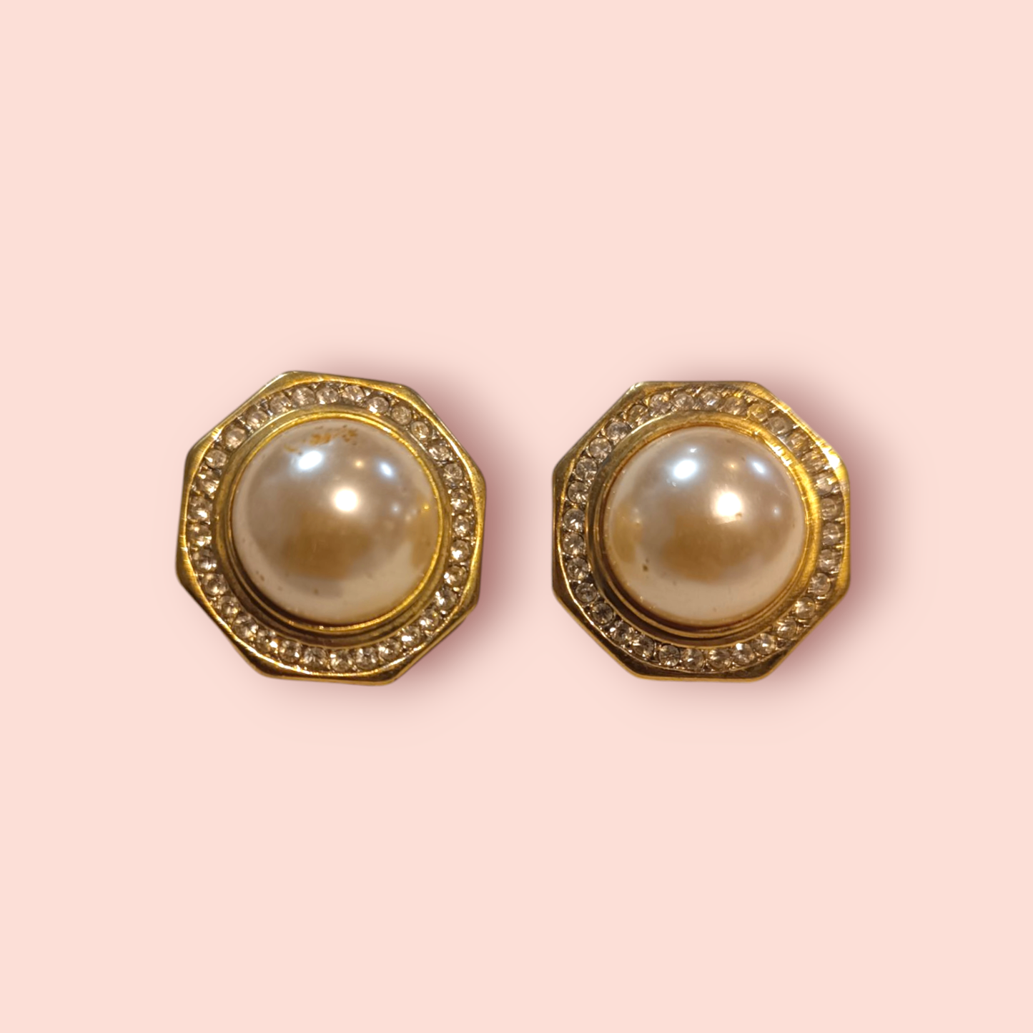 Vintage Ohrringe Klipp Gold und Perlmutt