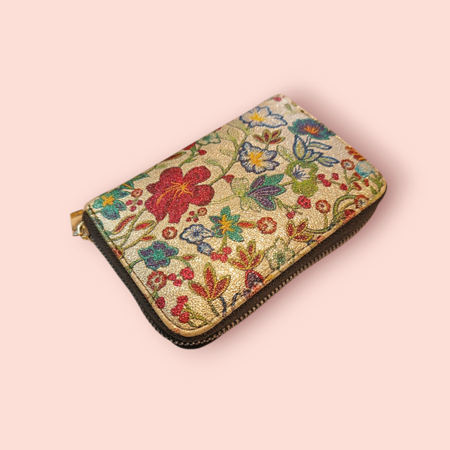 Geldbörse Gold mit Blumenmuster