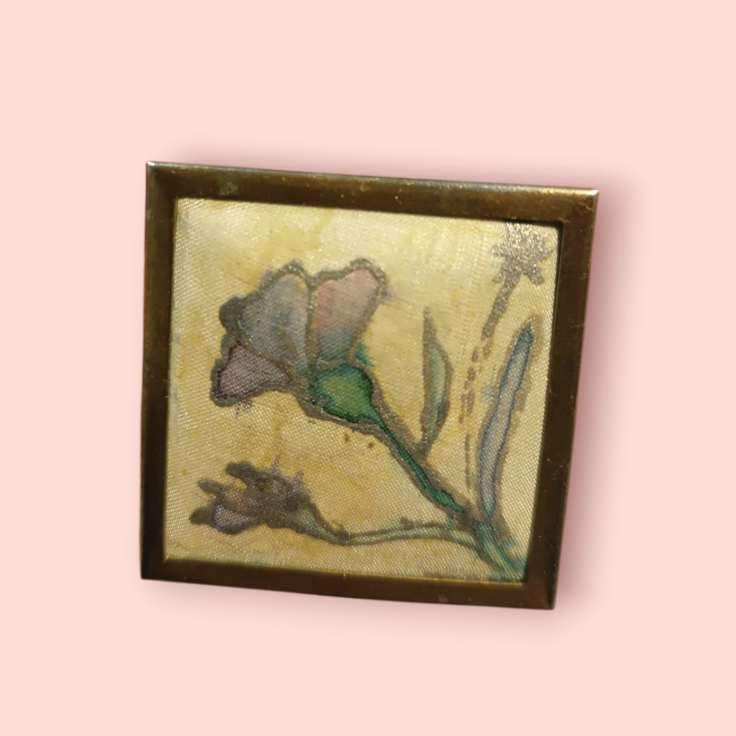 Vintage Brosche Cremeweiss mit Blume