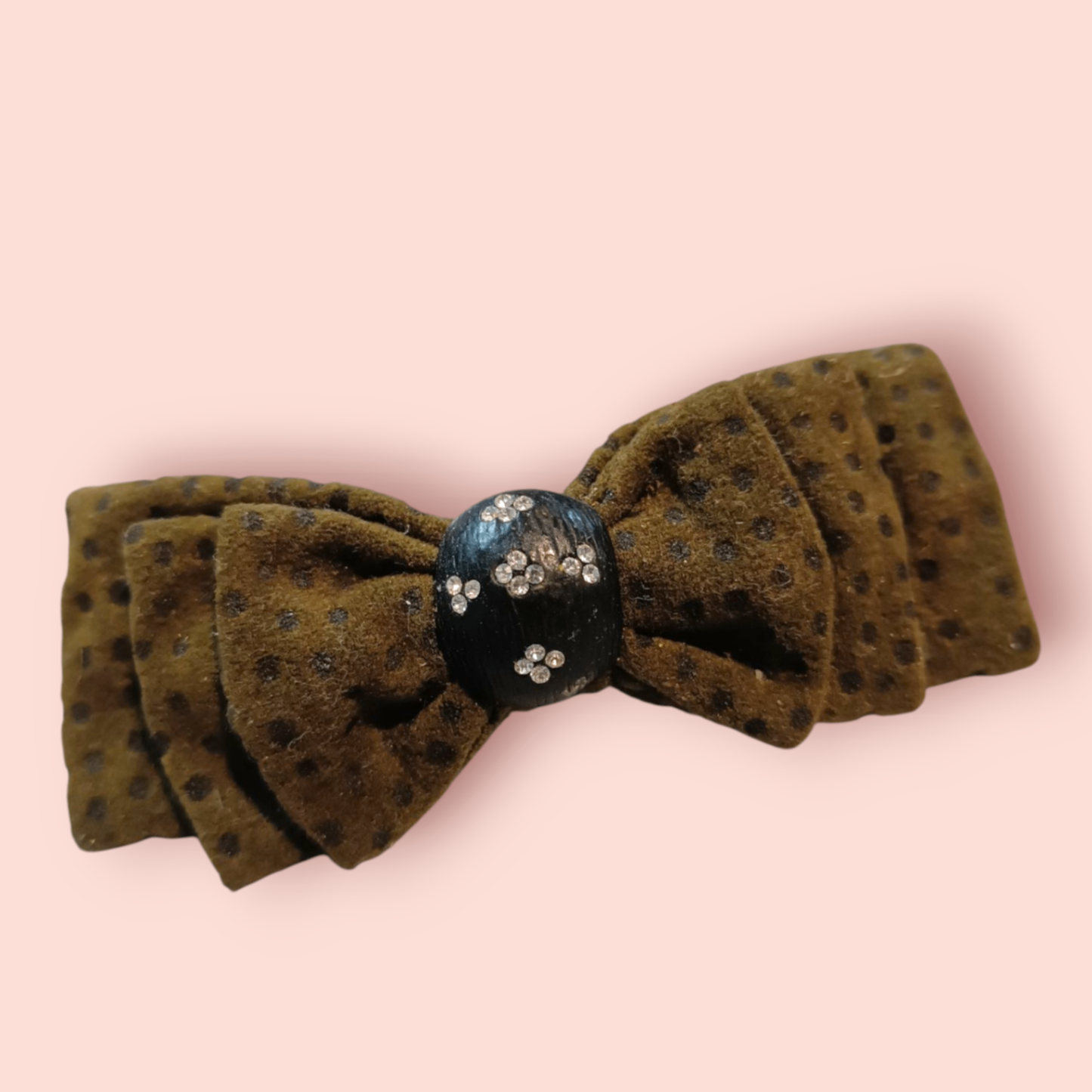 Haarspange Dunkelgrün mit schwarzen Punkten