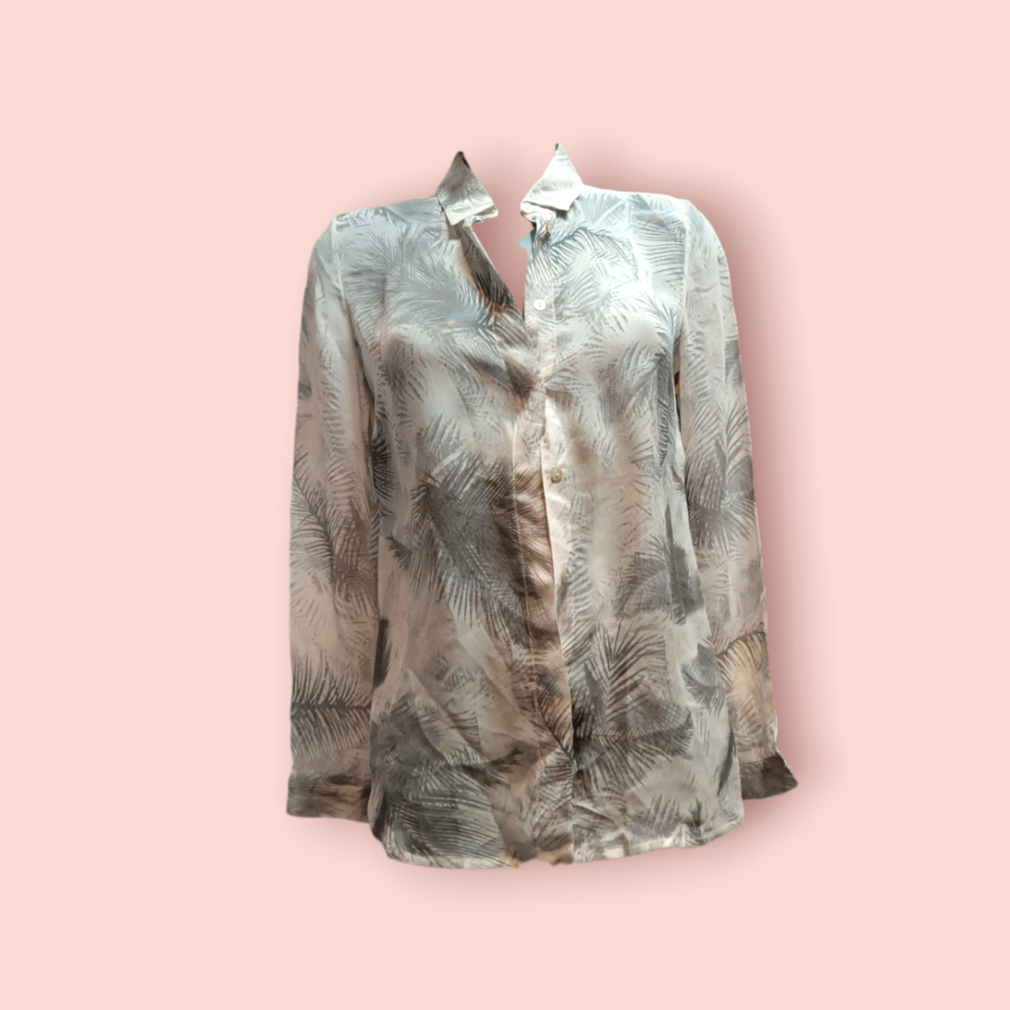 Seidenbluse Beige mit Muster