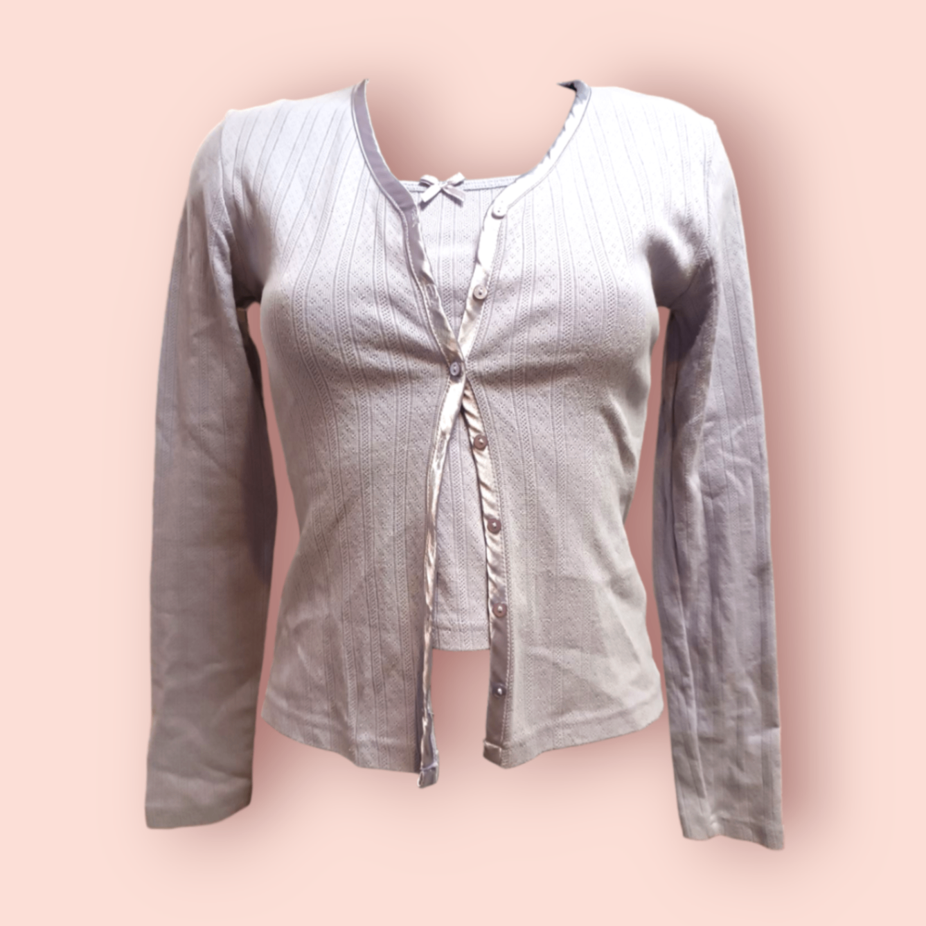 Yessica Cardigan und Spaghetti-Top S Lila