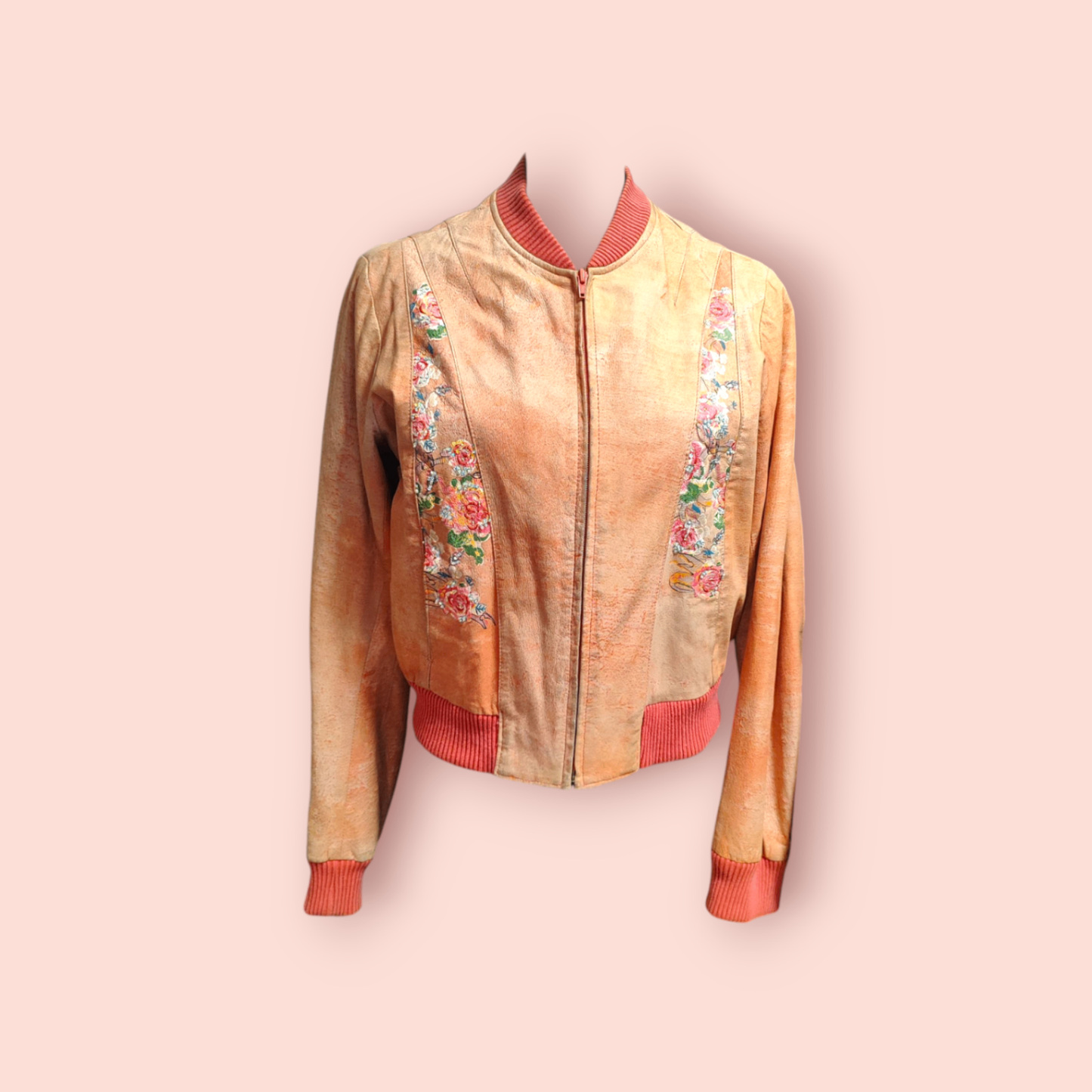 Leder Bomberjacke M Apricot