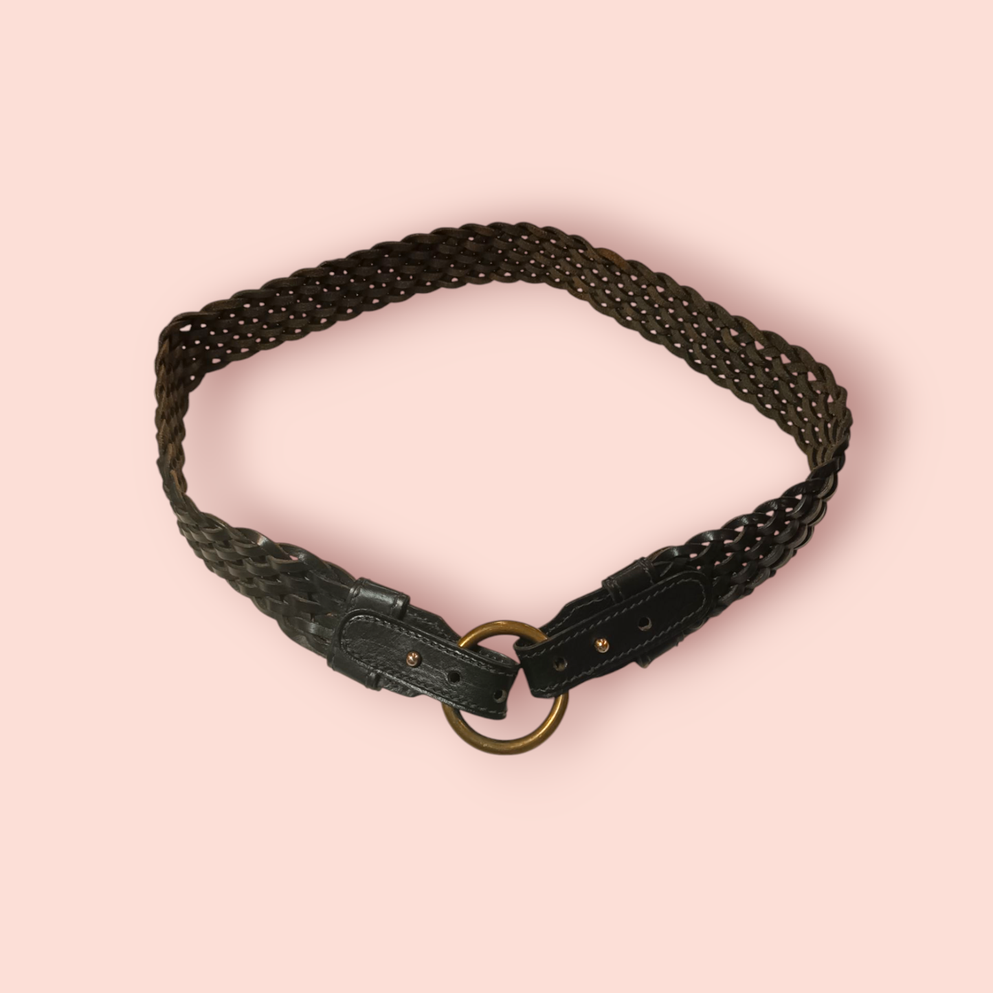 Gürtel Schwarz mit goldener Ring-Schnalle