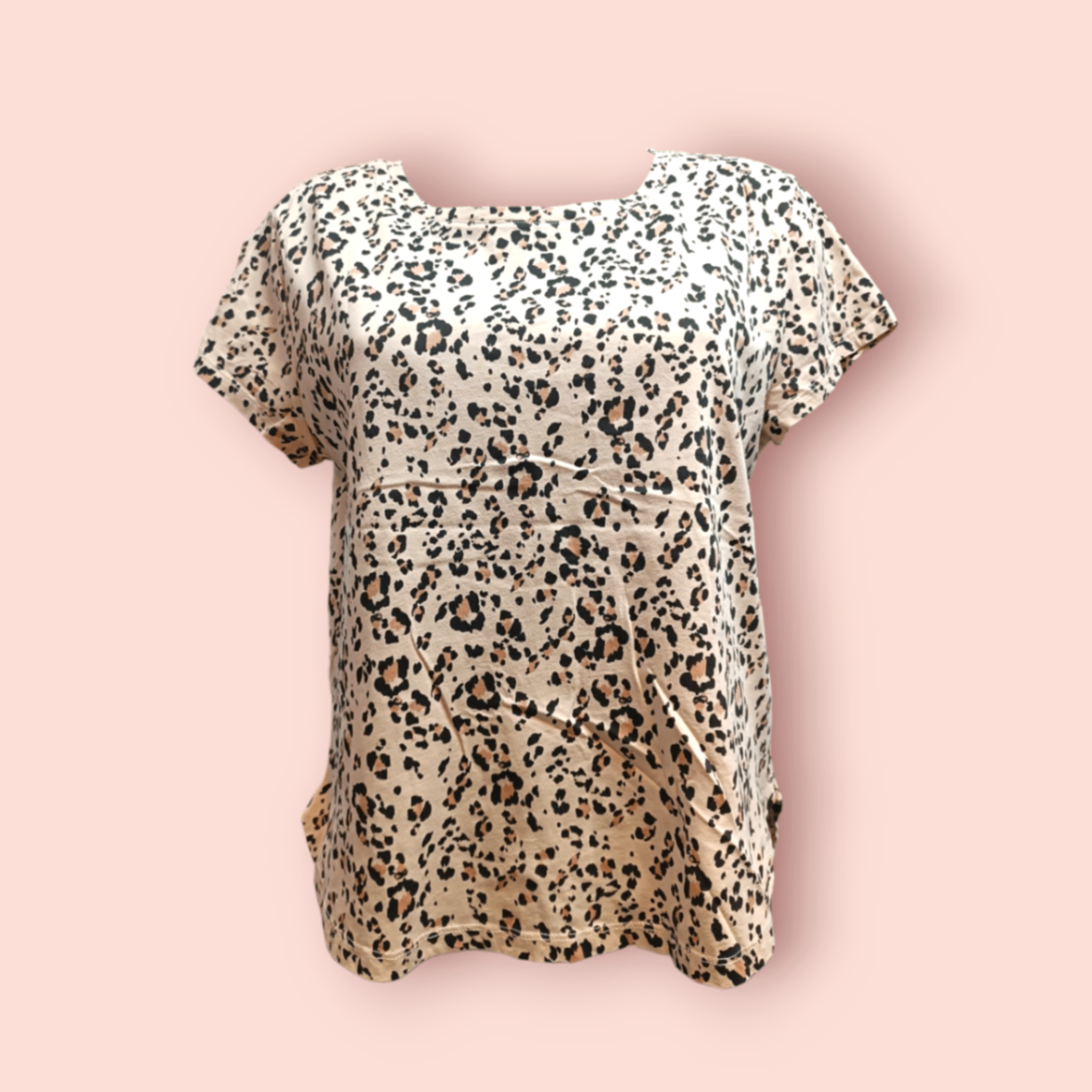 T-Shirt M Beige mit animal print