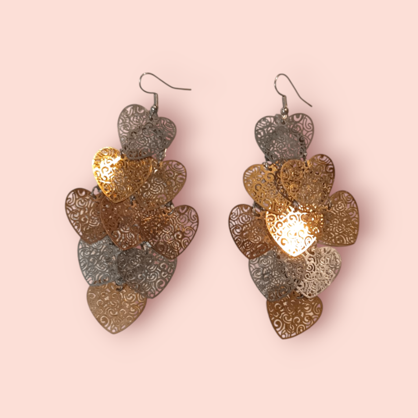 Ohrringe Gold und Silber Herzen