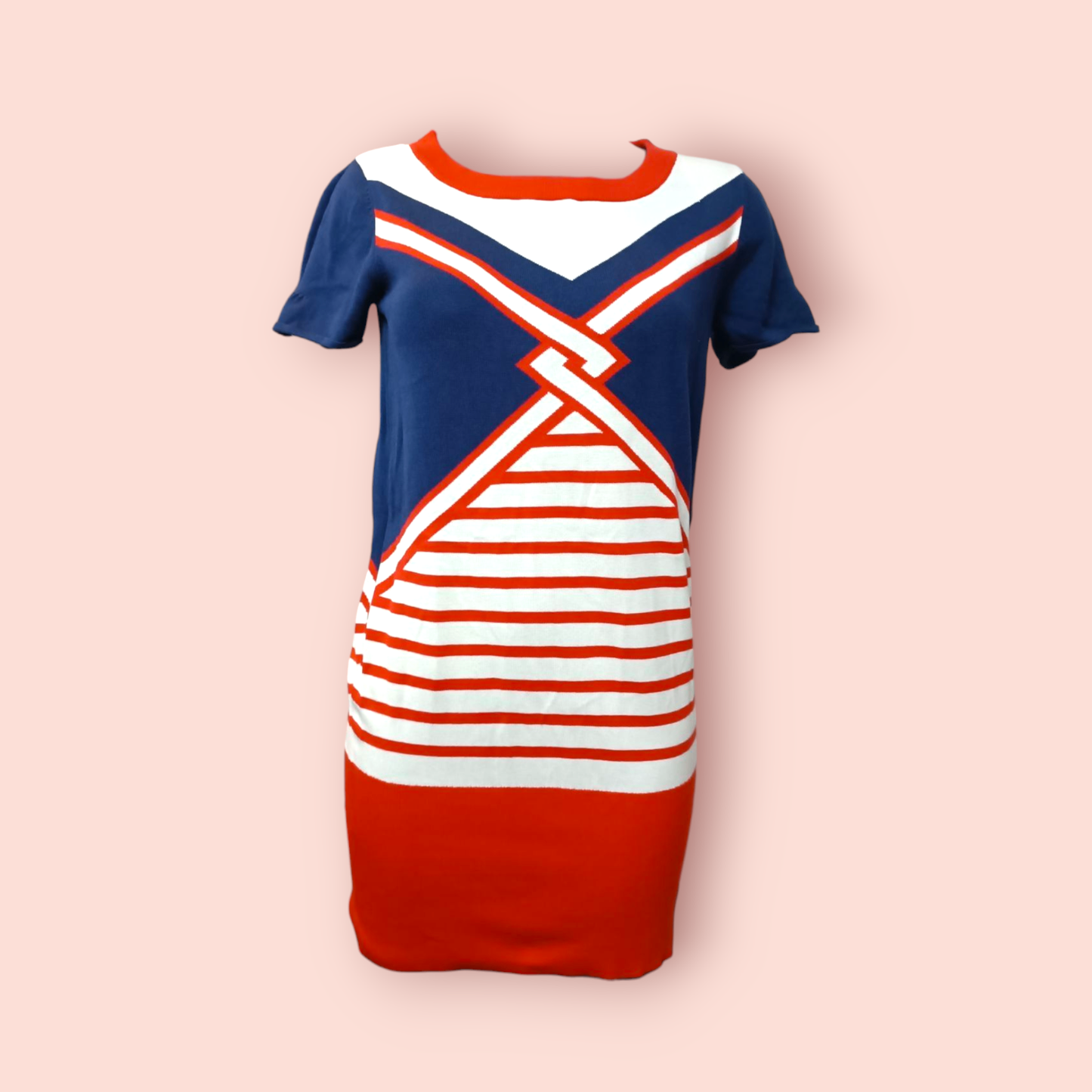 Promod Kleid M Blau, Rot, Weiß