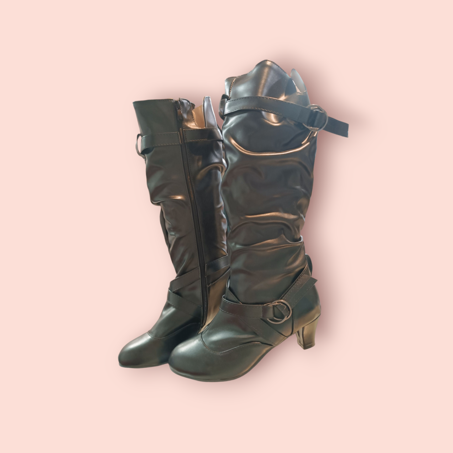 Stiefel 39 Schwarz mit gewelltem Obermaterial