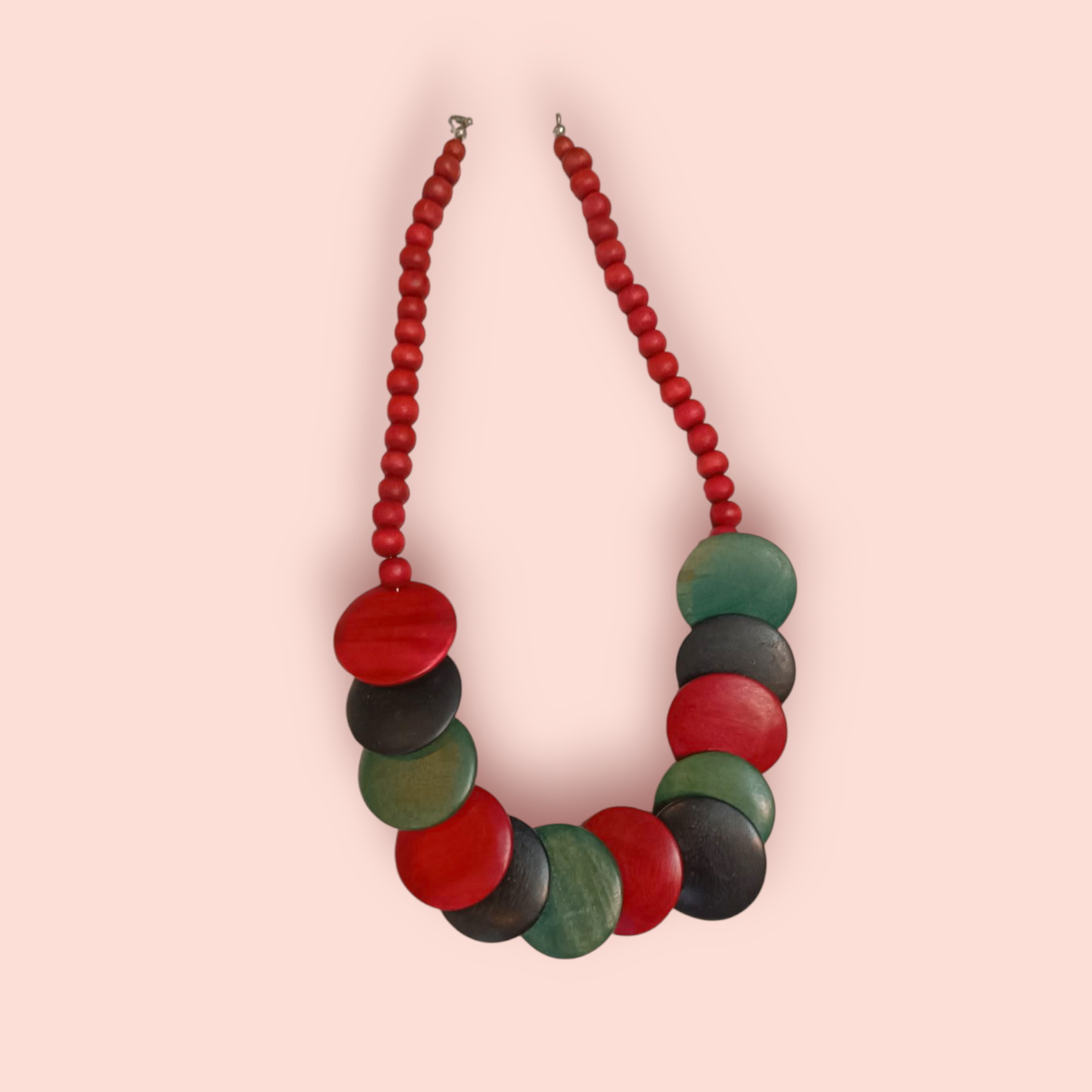 Halskette Rot, Grün, Schwarz