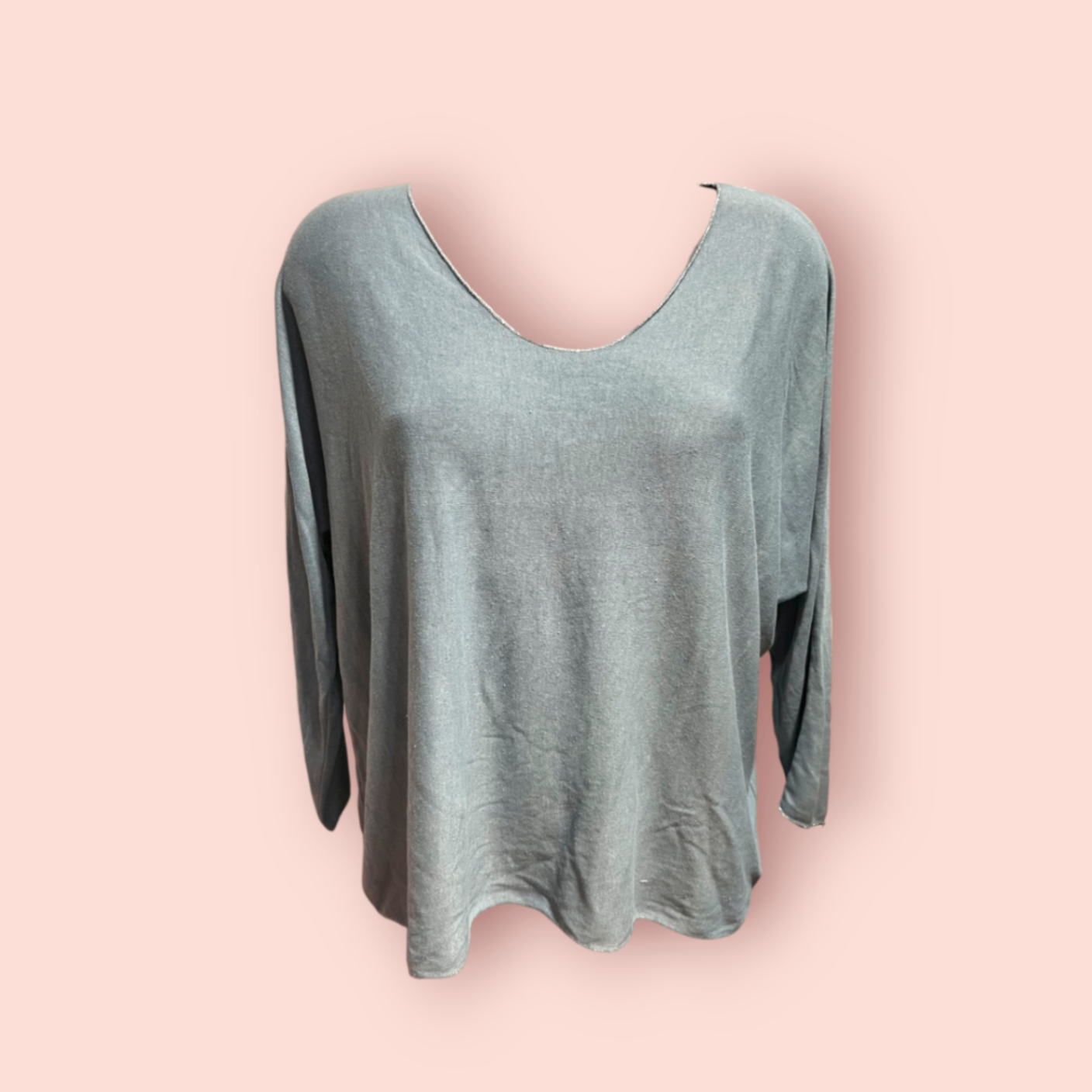 Langarmshirt L Blau mit Glitzer