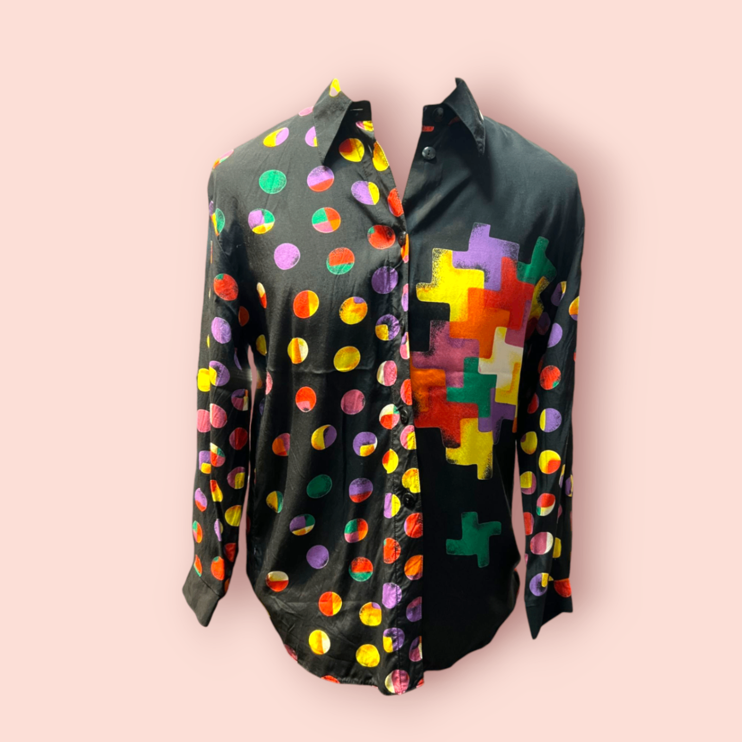 Buntes Hemd 38 Schwarz