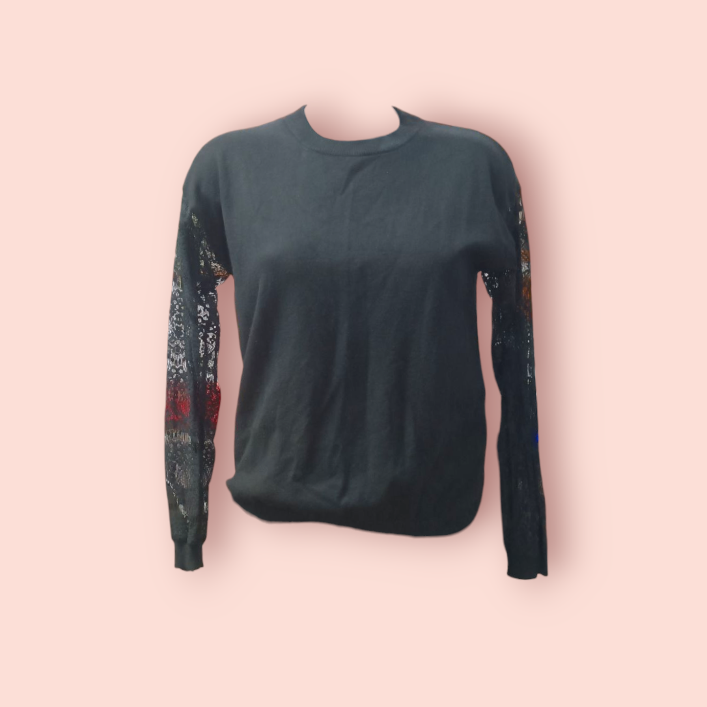 Pullover M Schwarz mit Sptzenärmeln