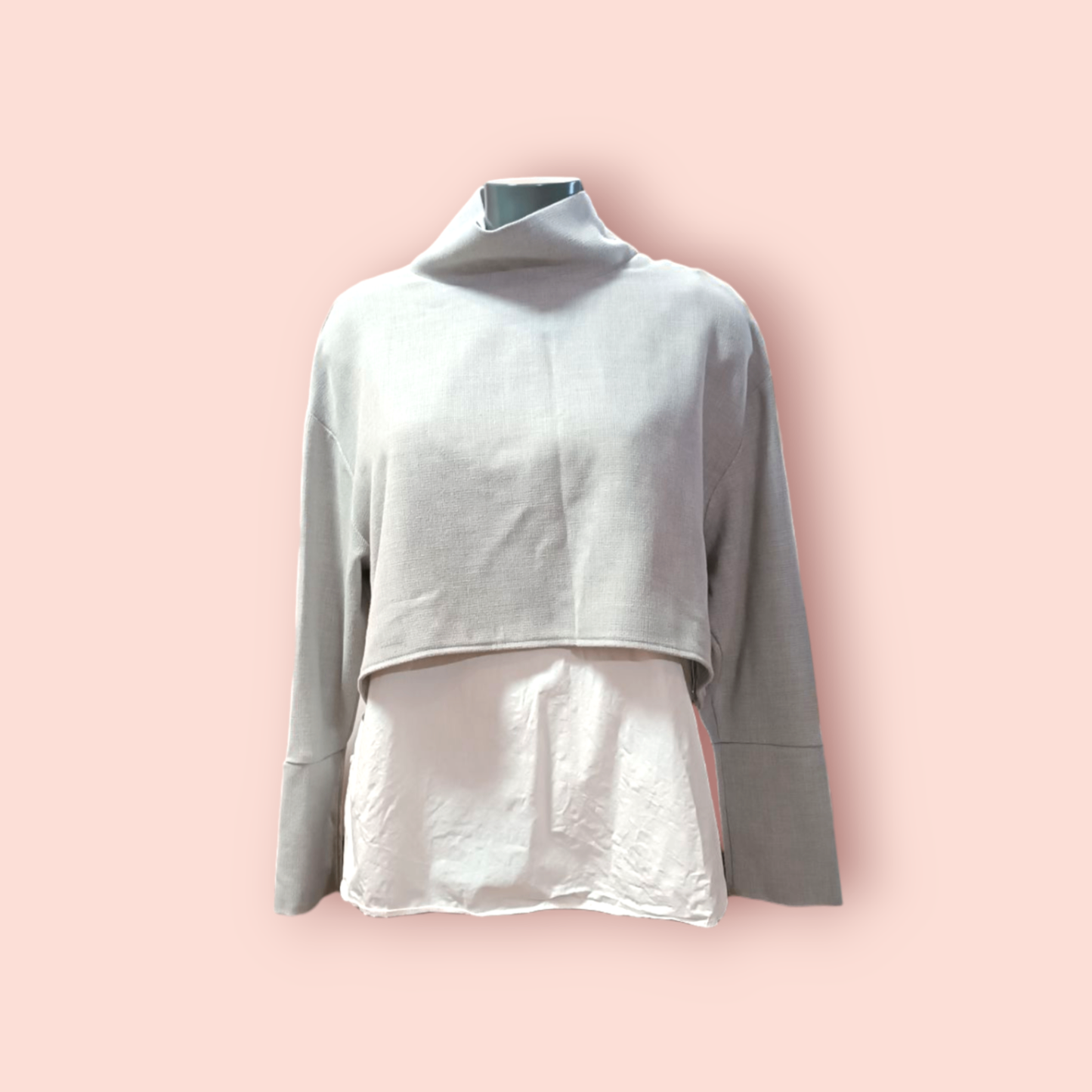 Zara Trafaluc Collection Sweatshirt mit Hemd L Hellgrau und weiß