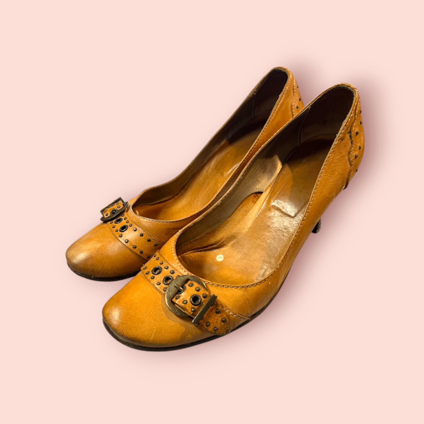 Leder High Heels 39 Hellbraun