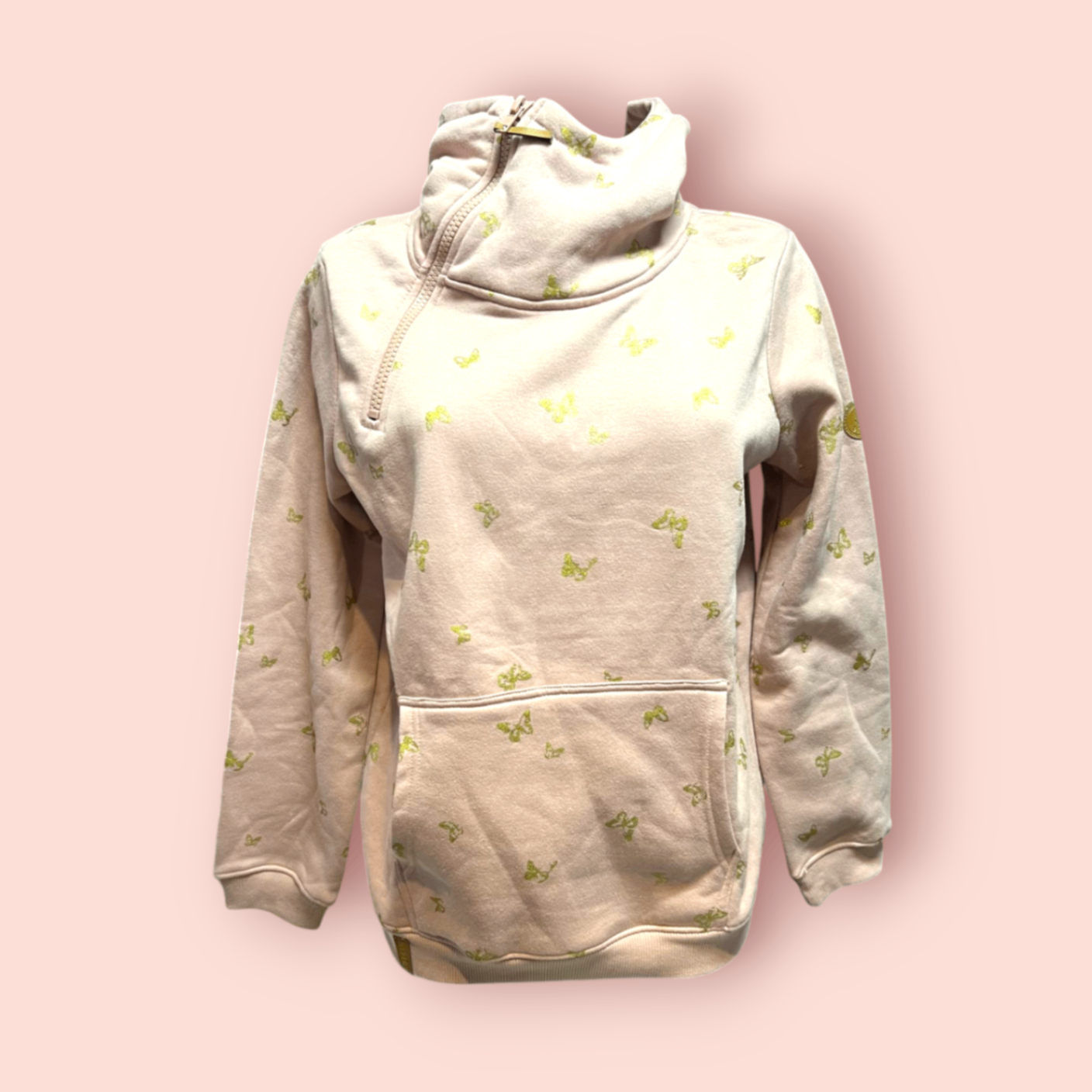 Gina Hoodie L Rosa mit goldenen Schmetterlingen