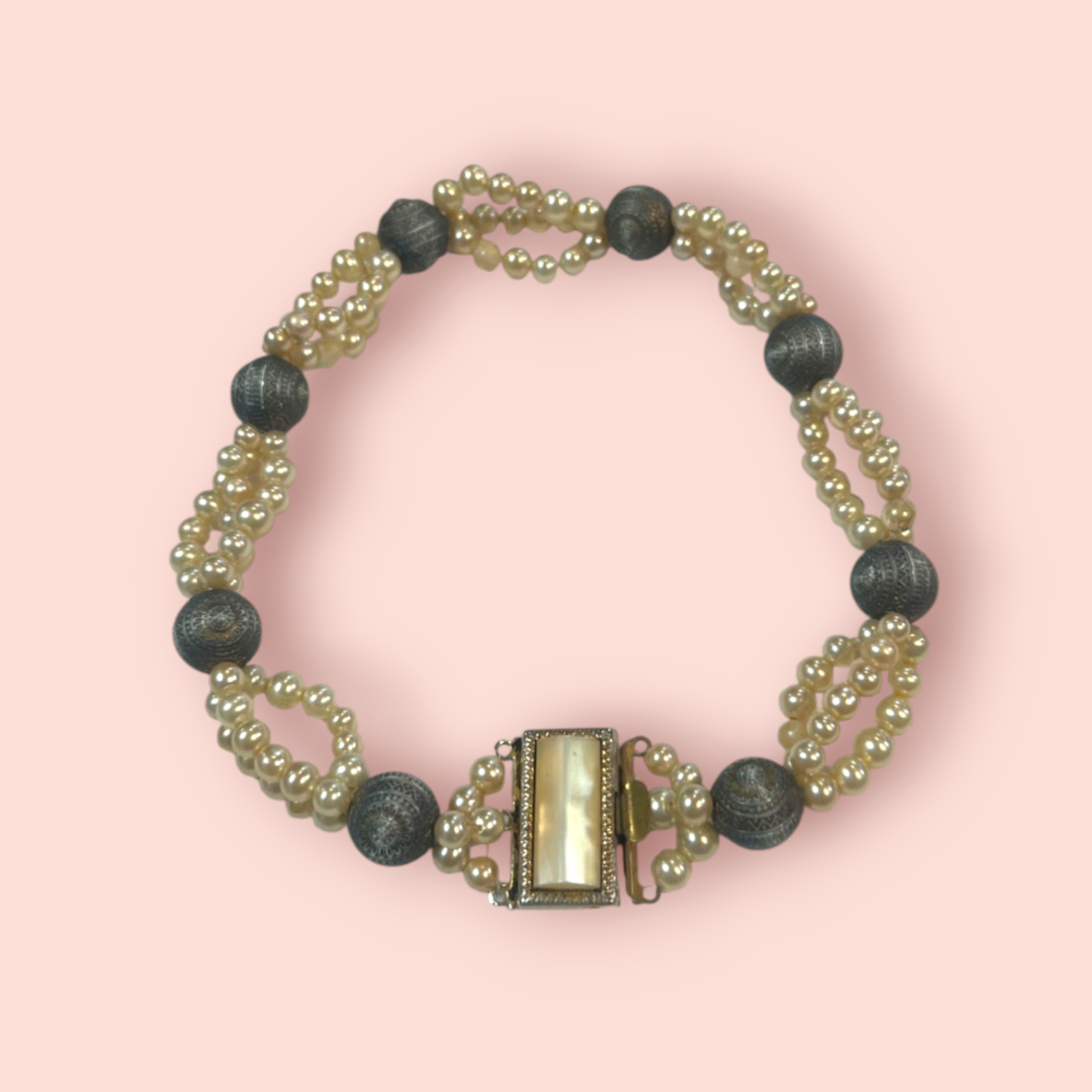 Halskette/ Choker Elfenbein, Schwarz