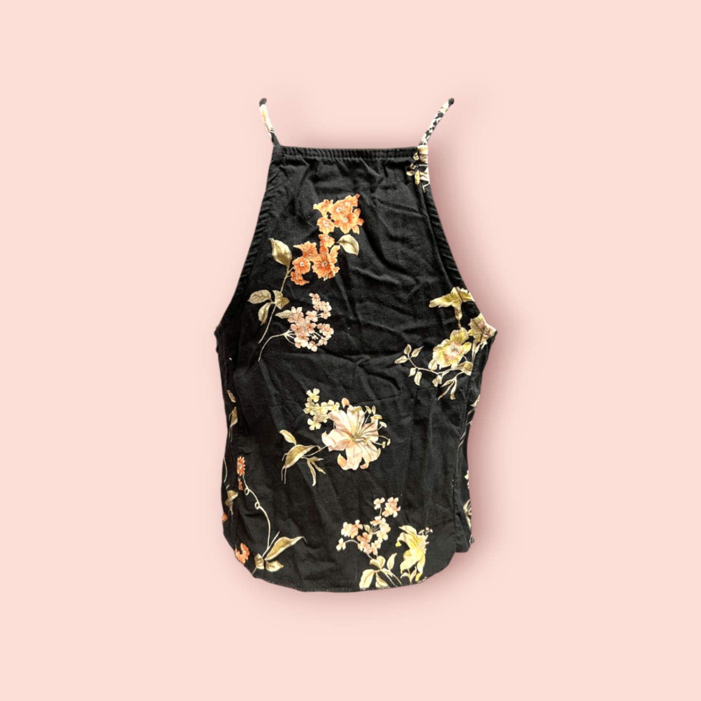 Brandy Melville Top S Schwarz mit floralem Muster