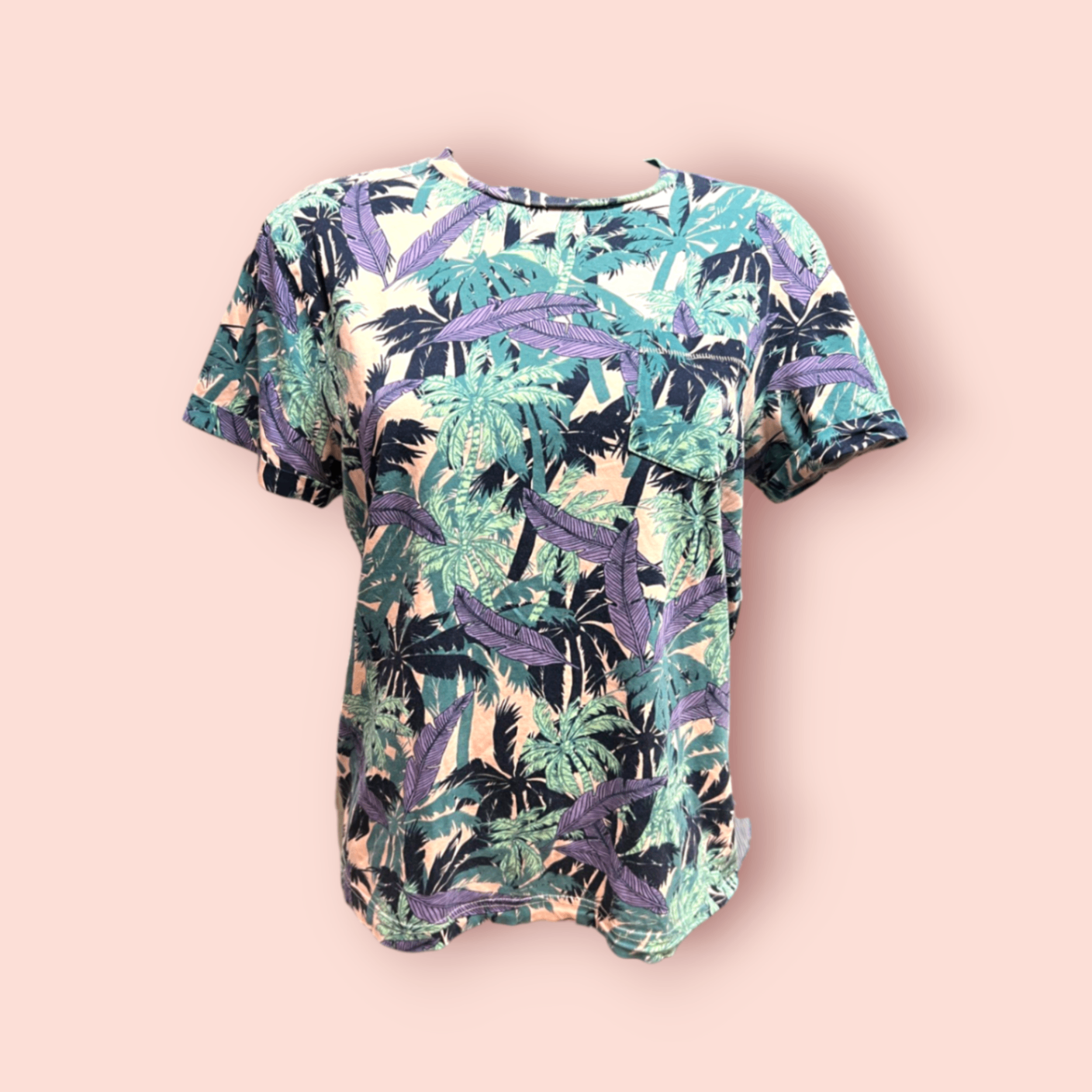 H&M T-Shirt S Bunt mit tropischem Muster