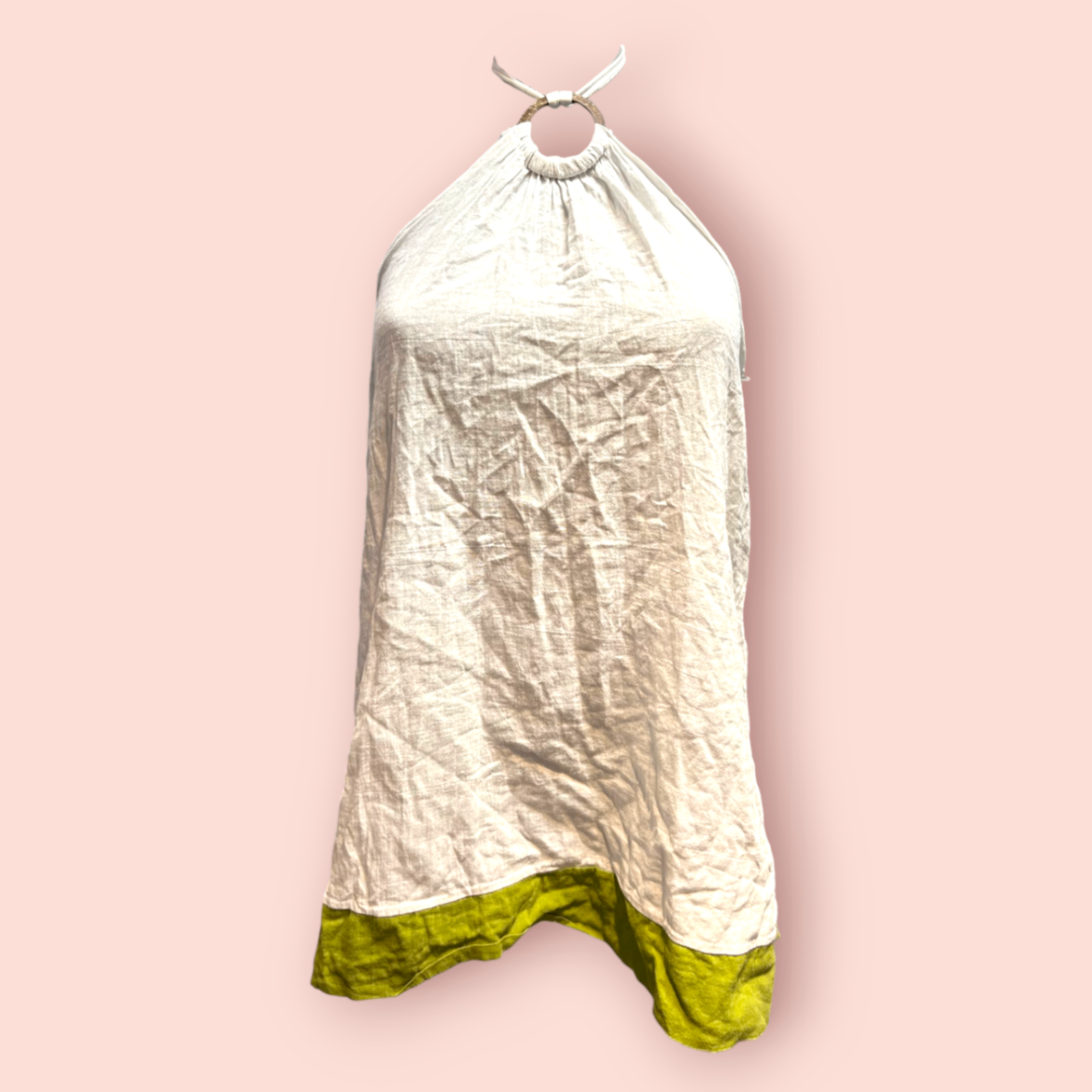 Thammachart Design Top M Beige mit grüner Bordüre