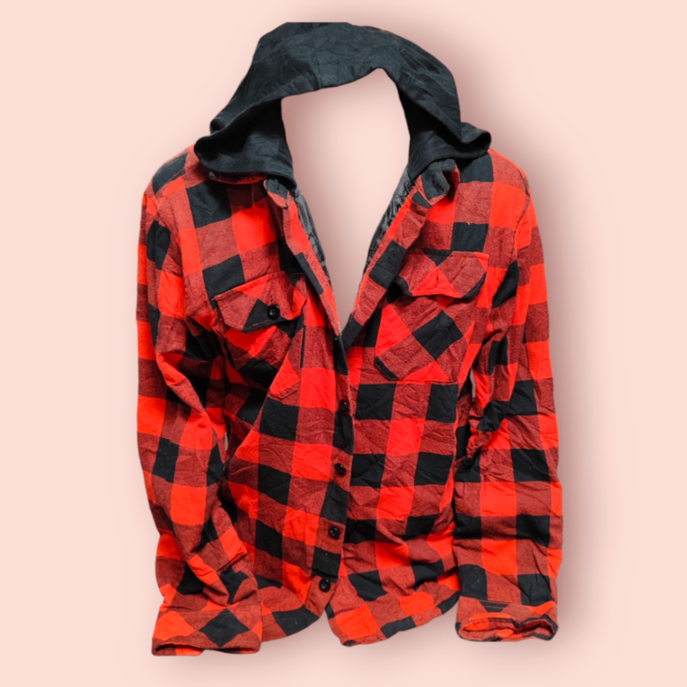 Shaka Wear Hemd mit Kapuze L Rot und Schwarz