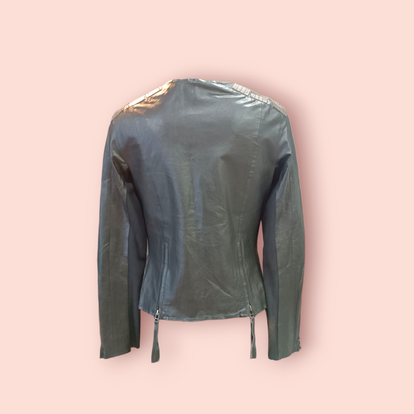 Pepe Jeans Lederjacke S Schwarz mit Eisen Accessoires