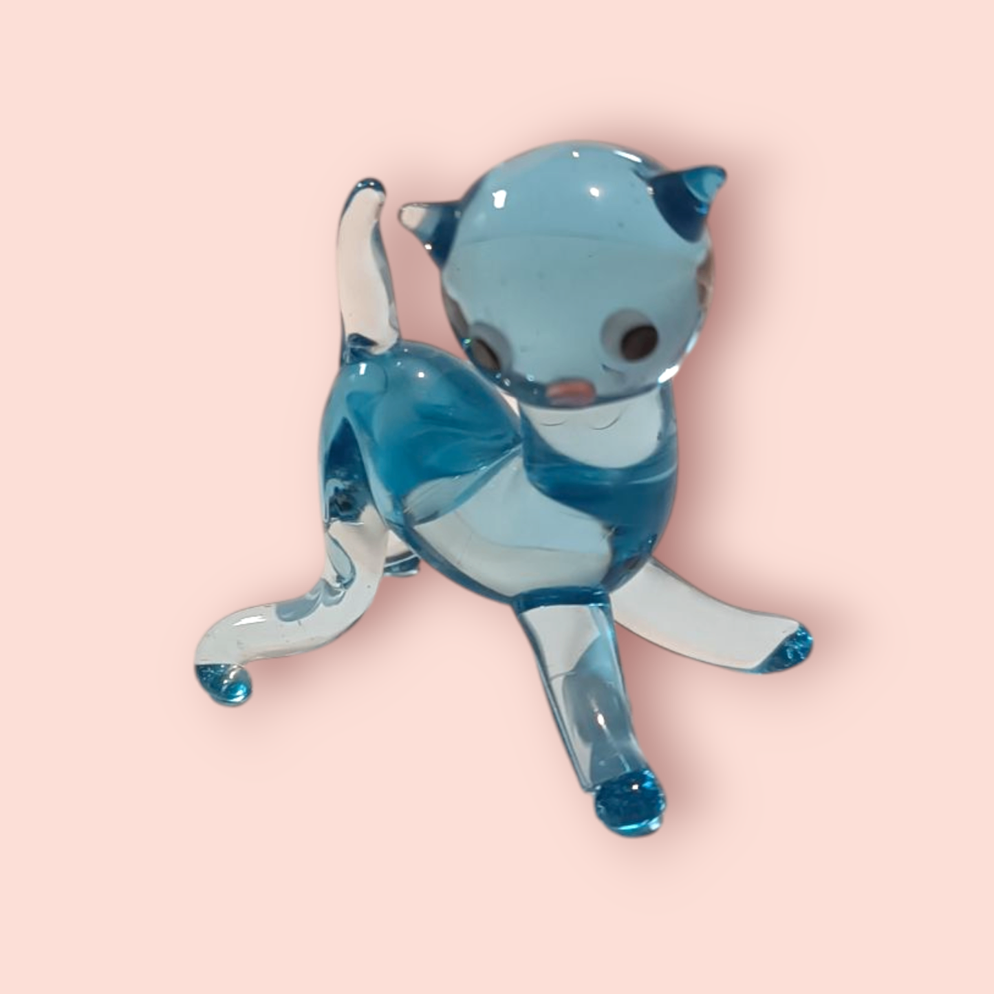 Katzenfigur Blaues Glas
