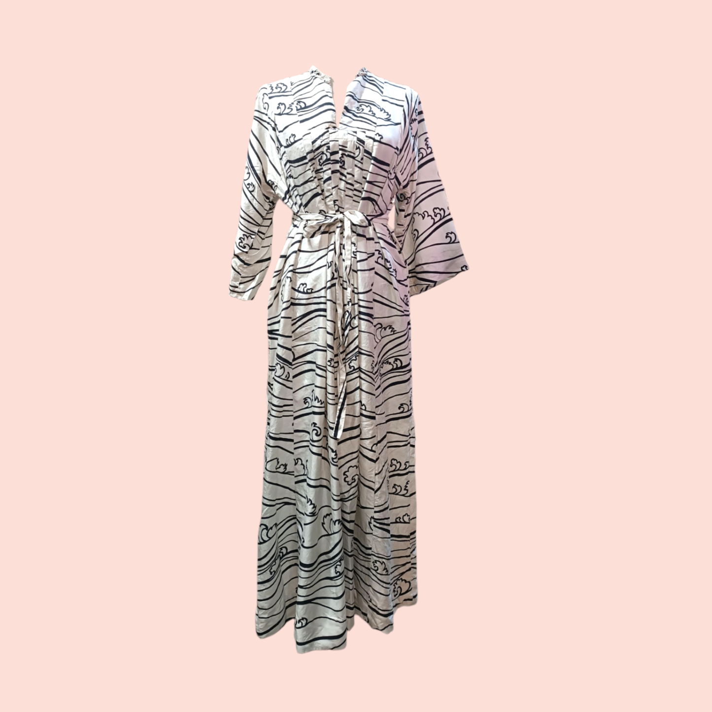 Vintage Jim Thompson Kleid L Weiß mit Schwarz