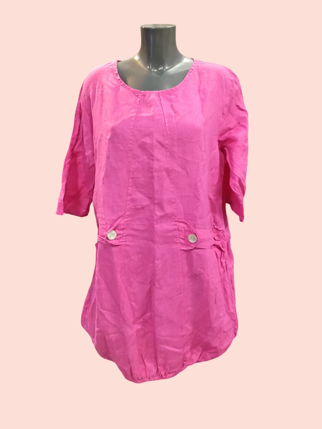 Ärmelloses Hemd-Kleid XXXL Leinen