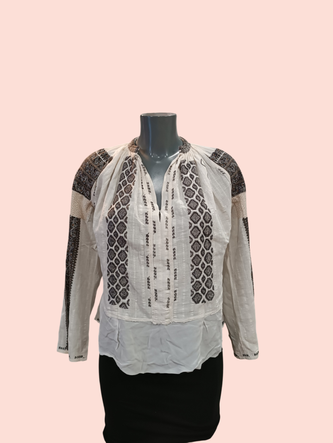 Vintage Bluse M/L Weiß mit Stickerei
