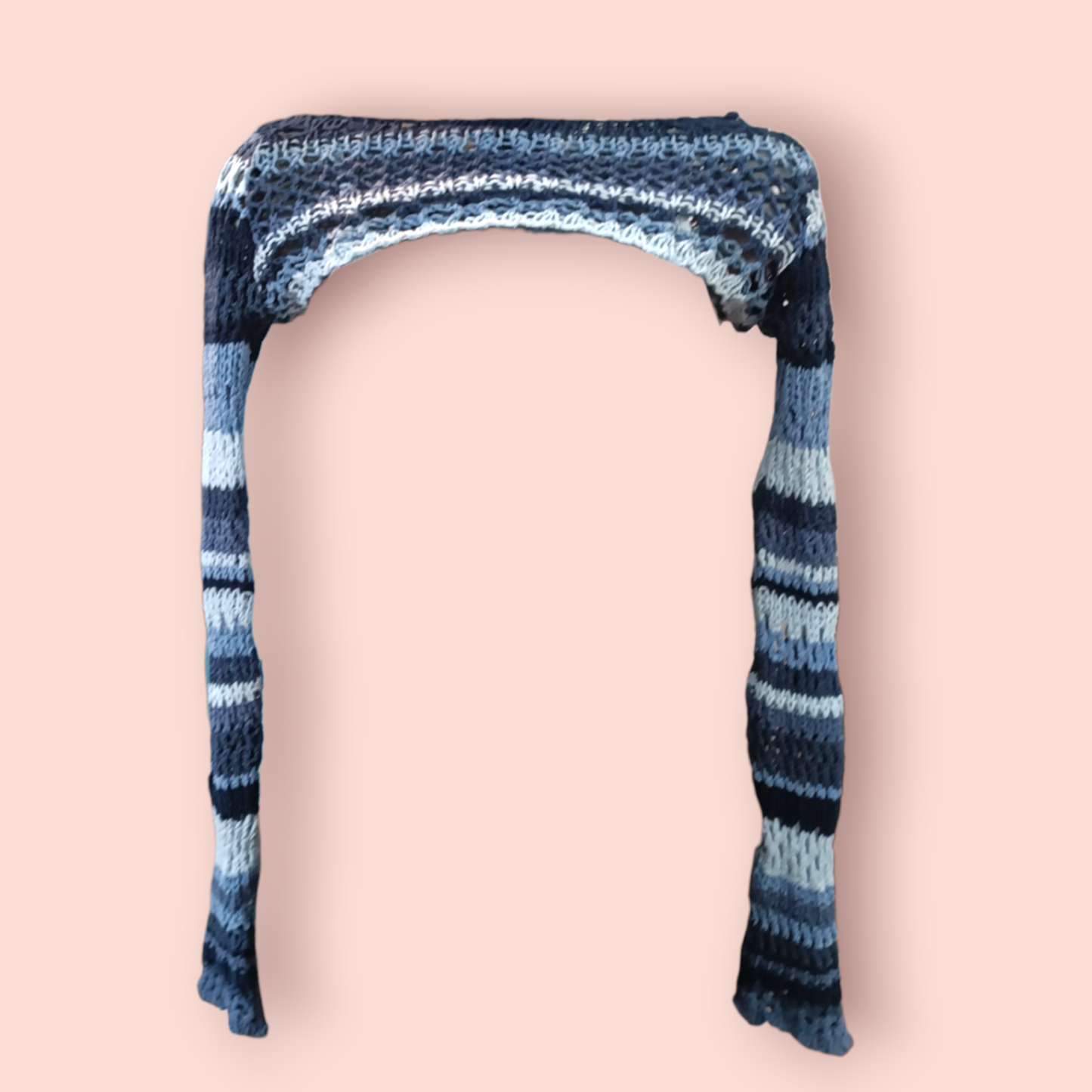 Urban Outfitters Mesh Top XS Off-Shoulder Cropped Blau gestreift