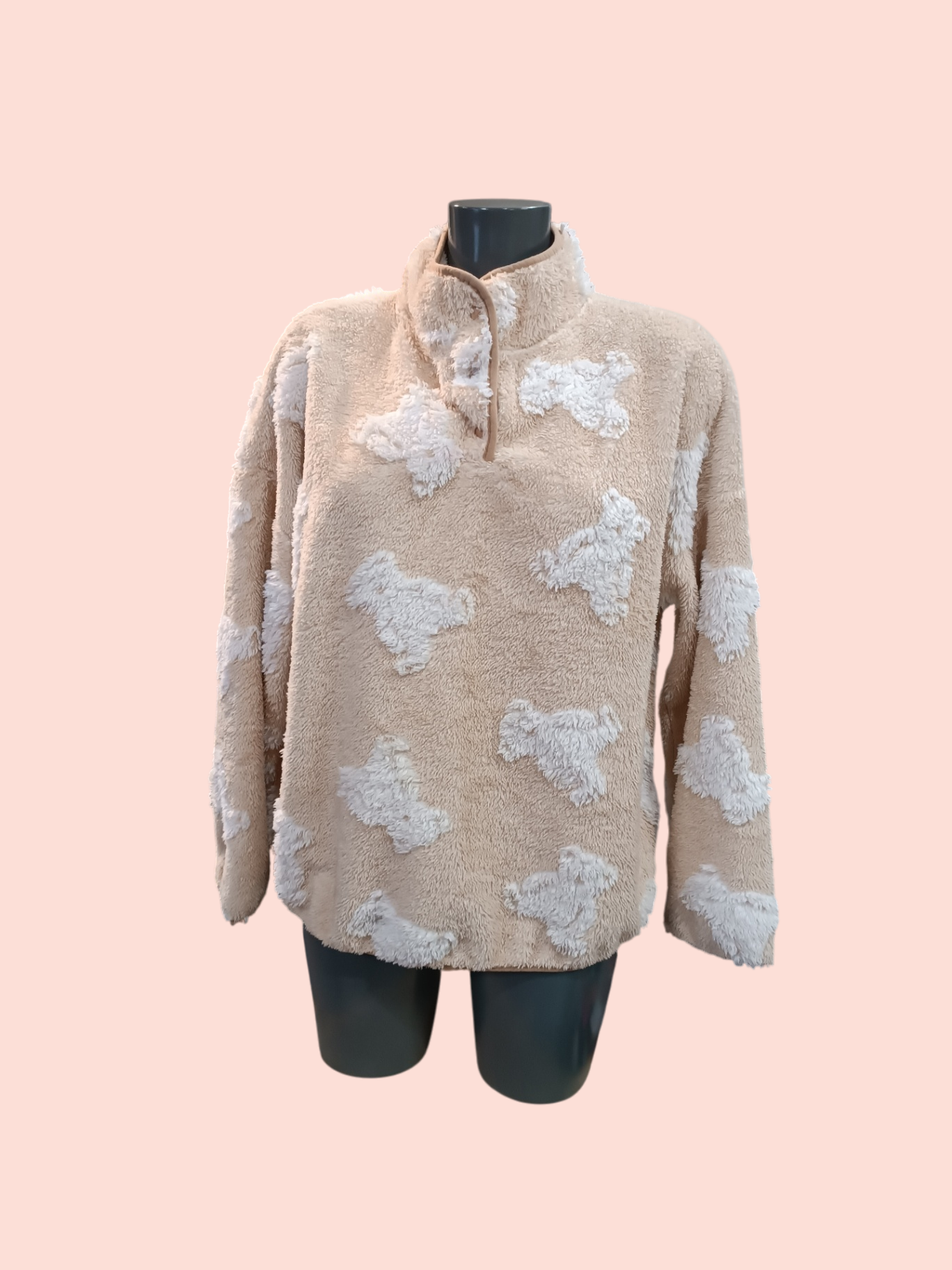 Women'secret Pullover L Beige mit weißen Mustern
