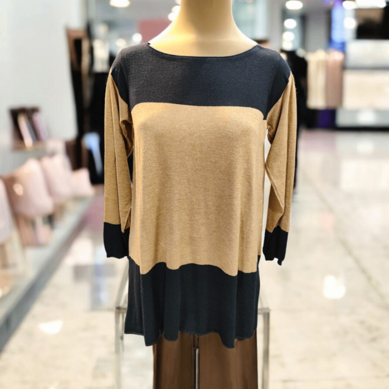 Sisley Tunika XS Beige, Schwarz