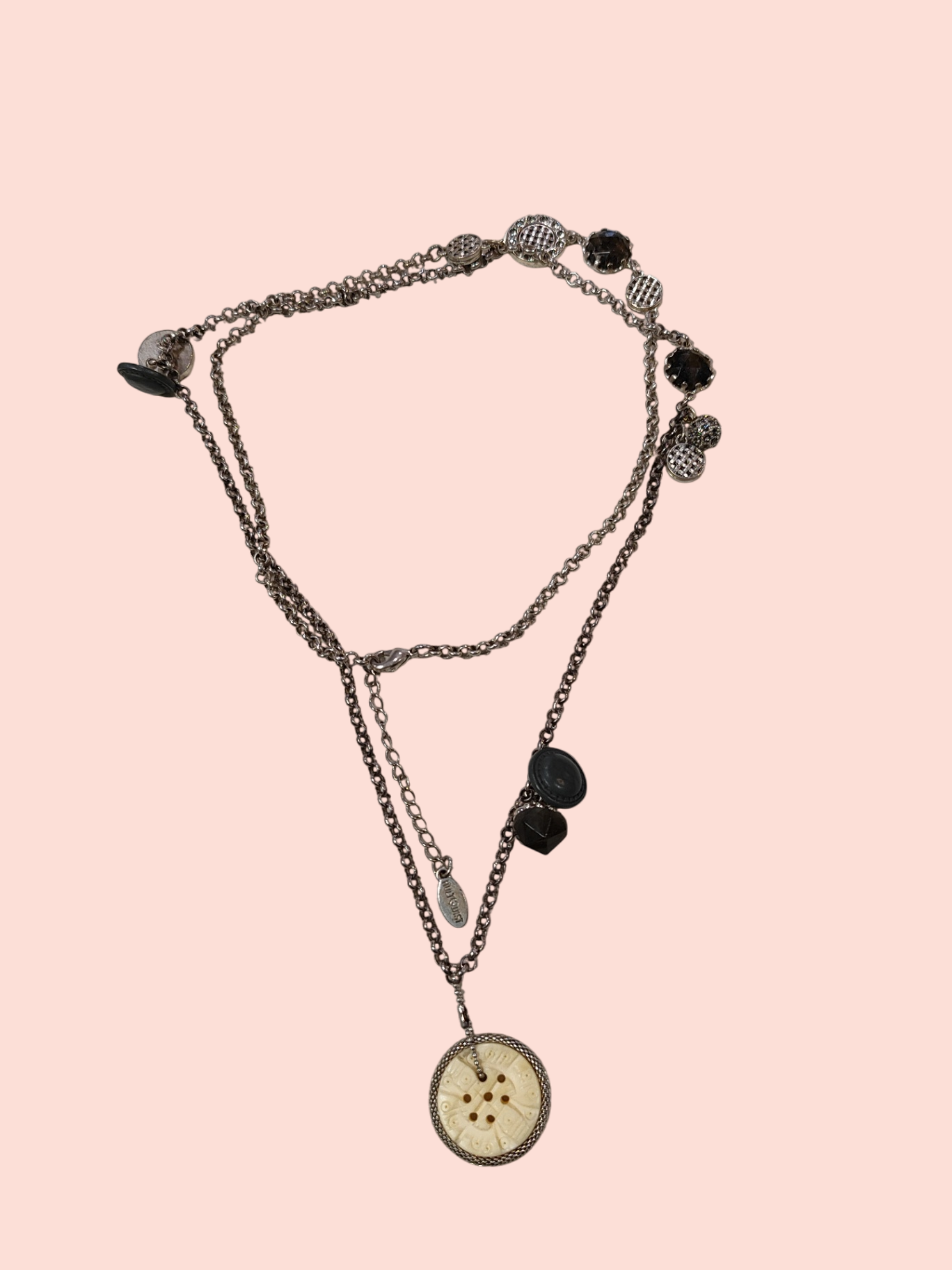 Halskette Silber, Schwarz, Elfenbein, Grün