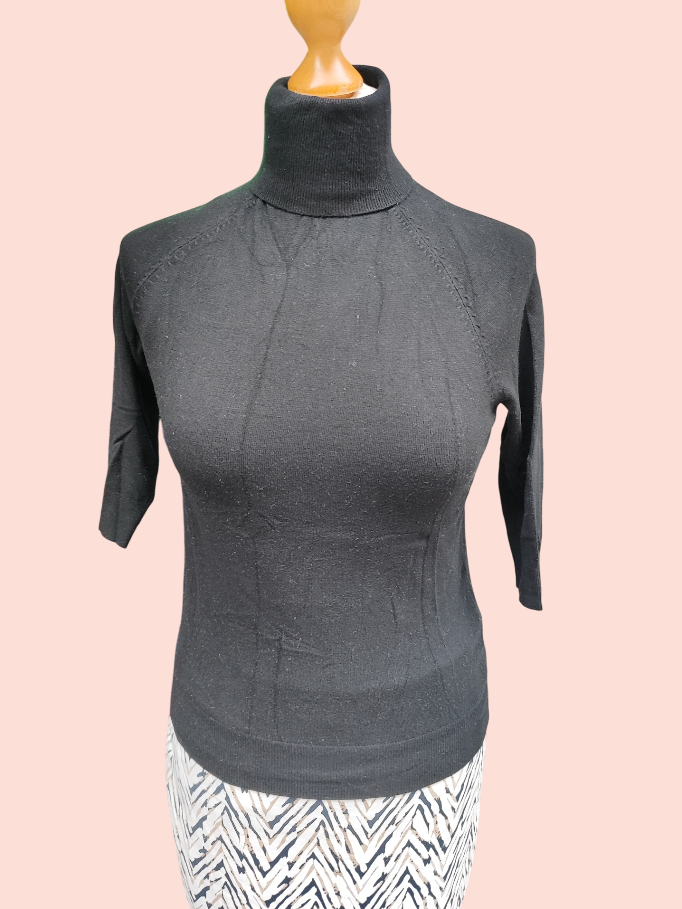 Zara Rollkragenshirt S Kurzarm Schwarz