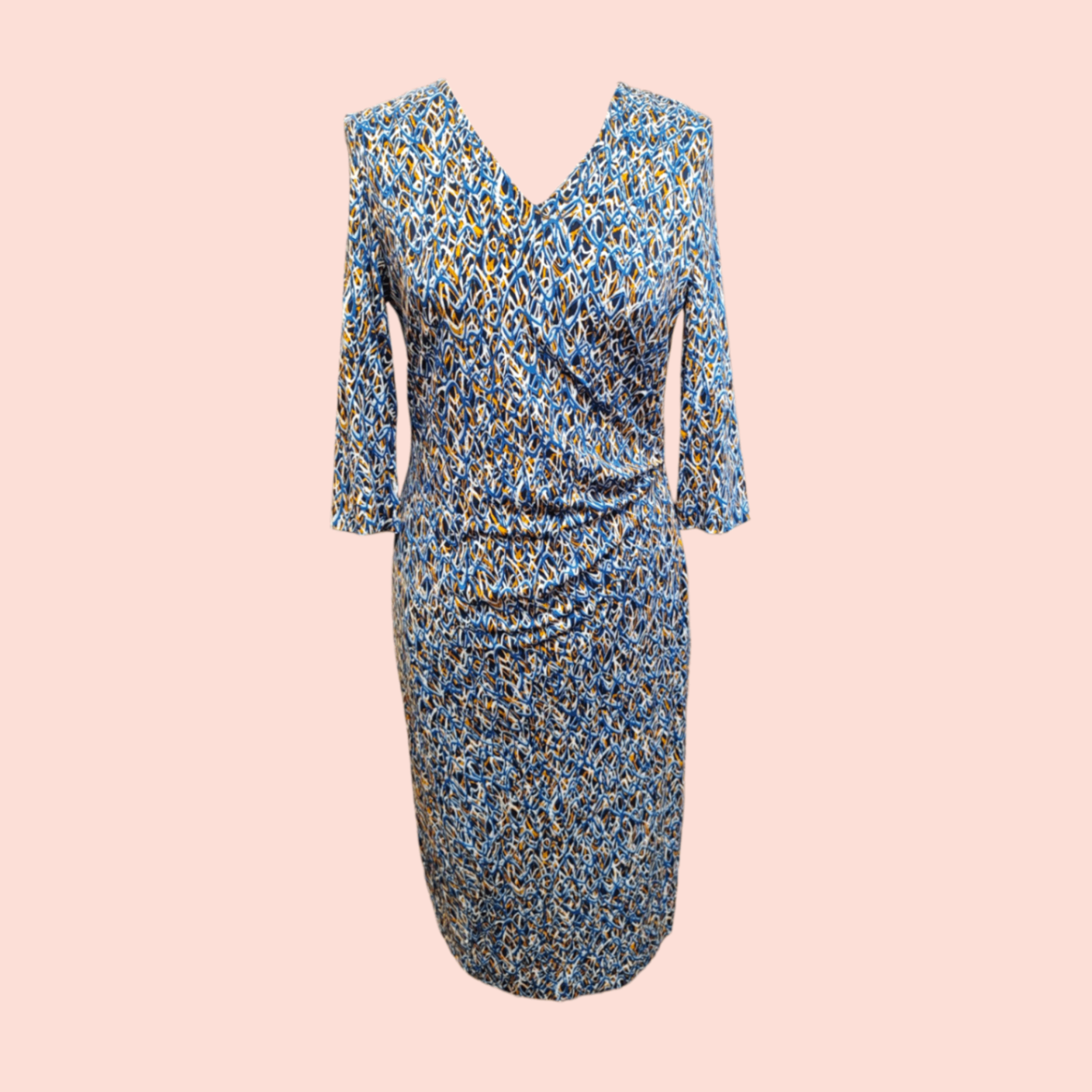 Hugo Boss Kleid M Muster (blau, weiß, orange)