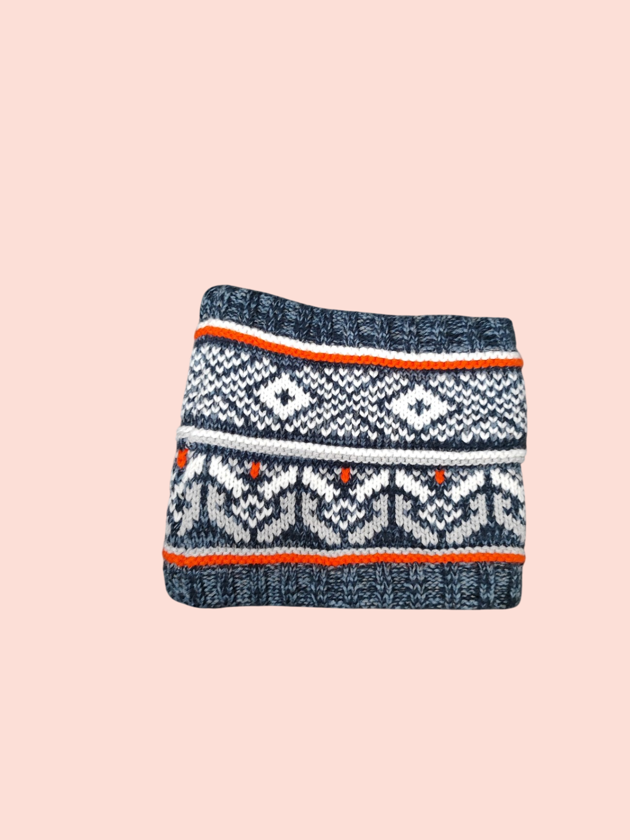 Schal /Loop Blau, Weiß, Orange