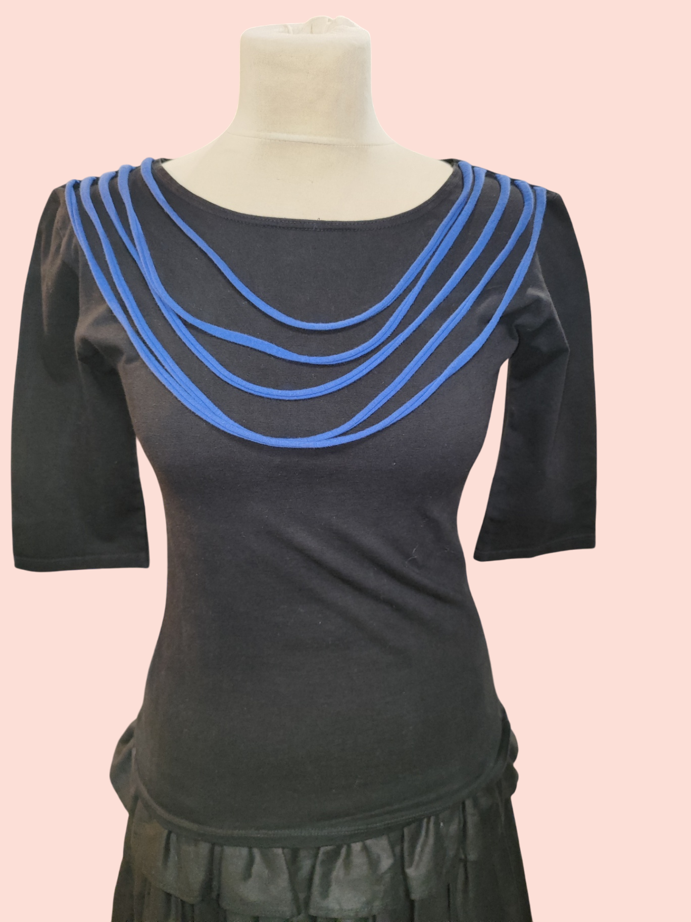 C&A Oberteil S Schwarz mit blauem Akzent