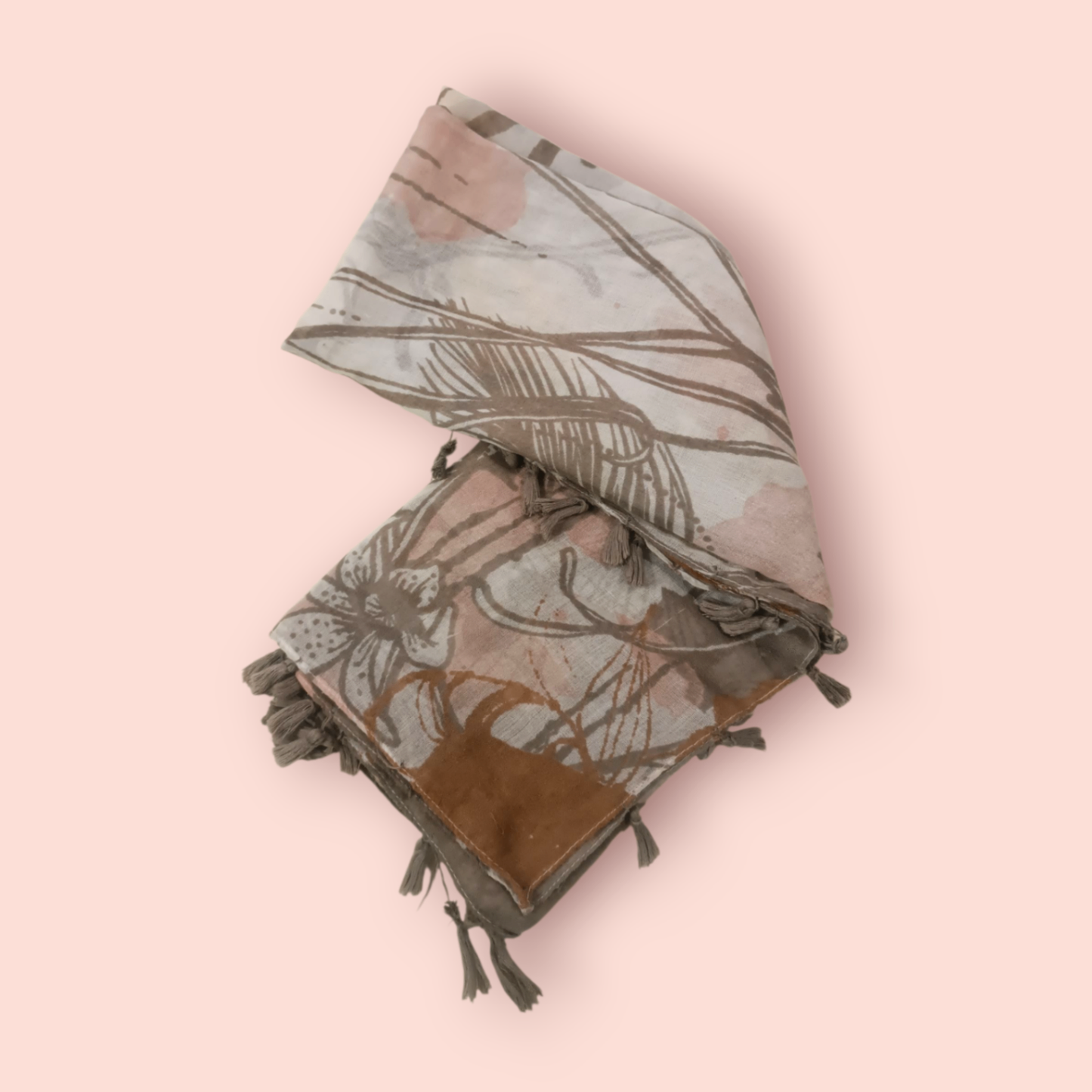 Schal Florales Muster (beige, braun, rosa)