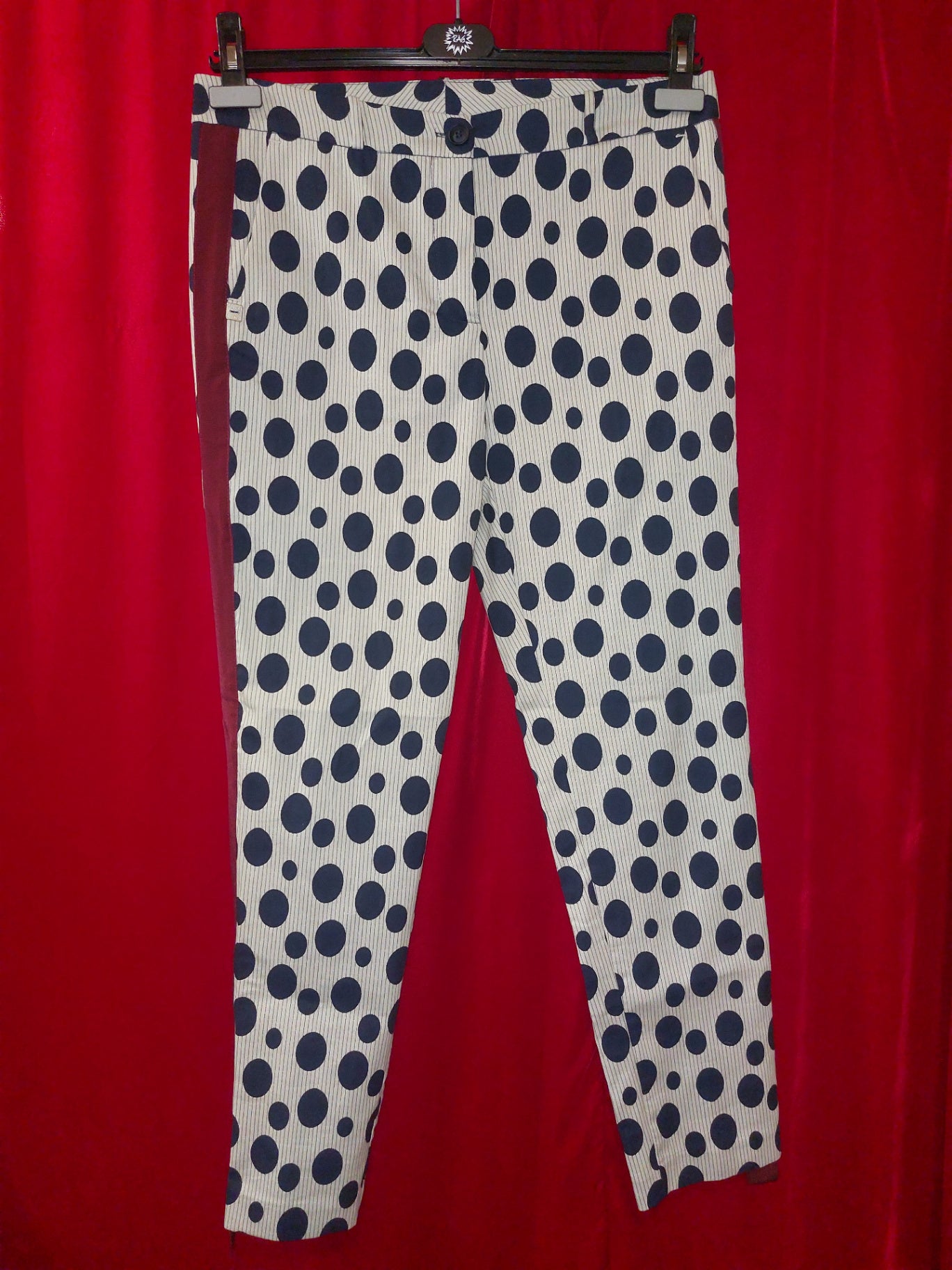 Manila Grace Anzugshose Hose M Beige mit schwarzen Punkten
