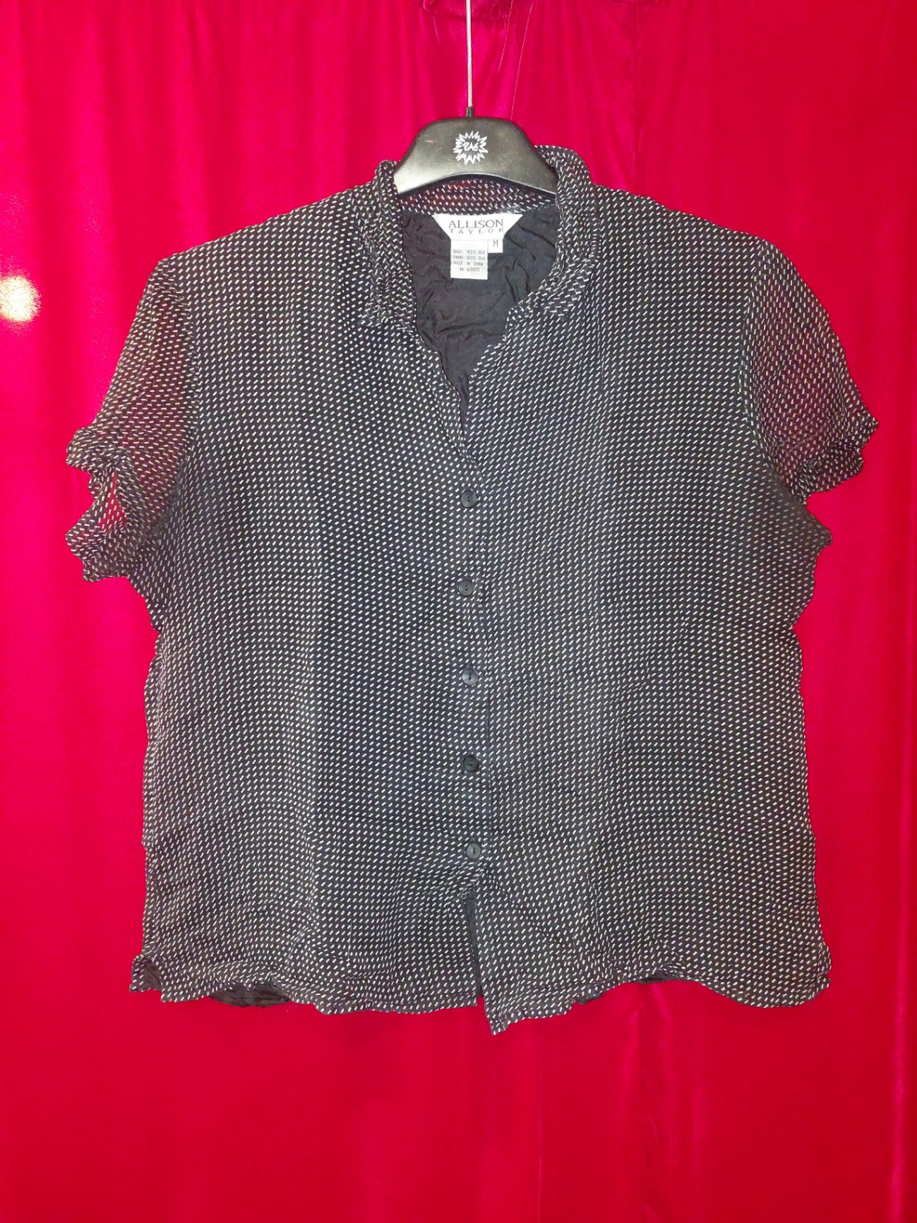 Allison Taylor Bluse M Schwarz mit weißen Punkten