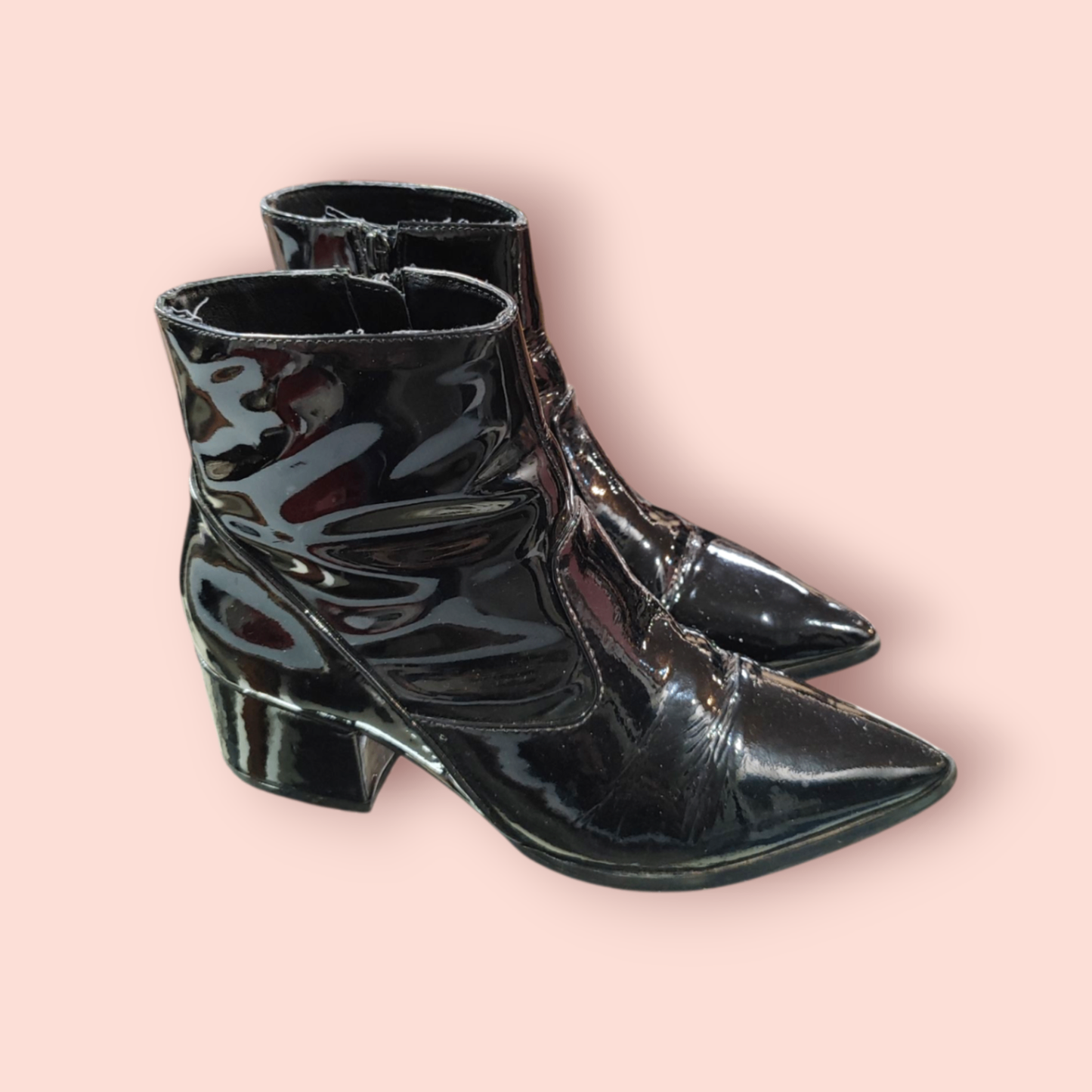 Aldo Leder-Stiefeletten 36/37 Schwarz Glanz