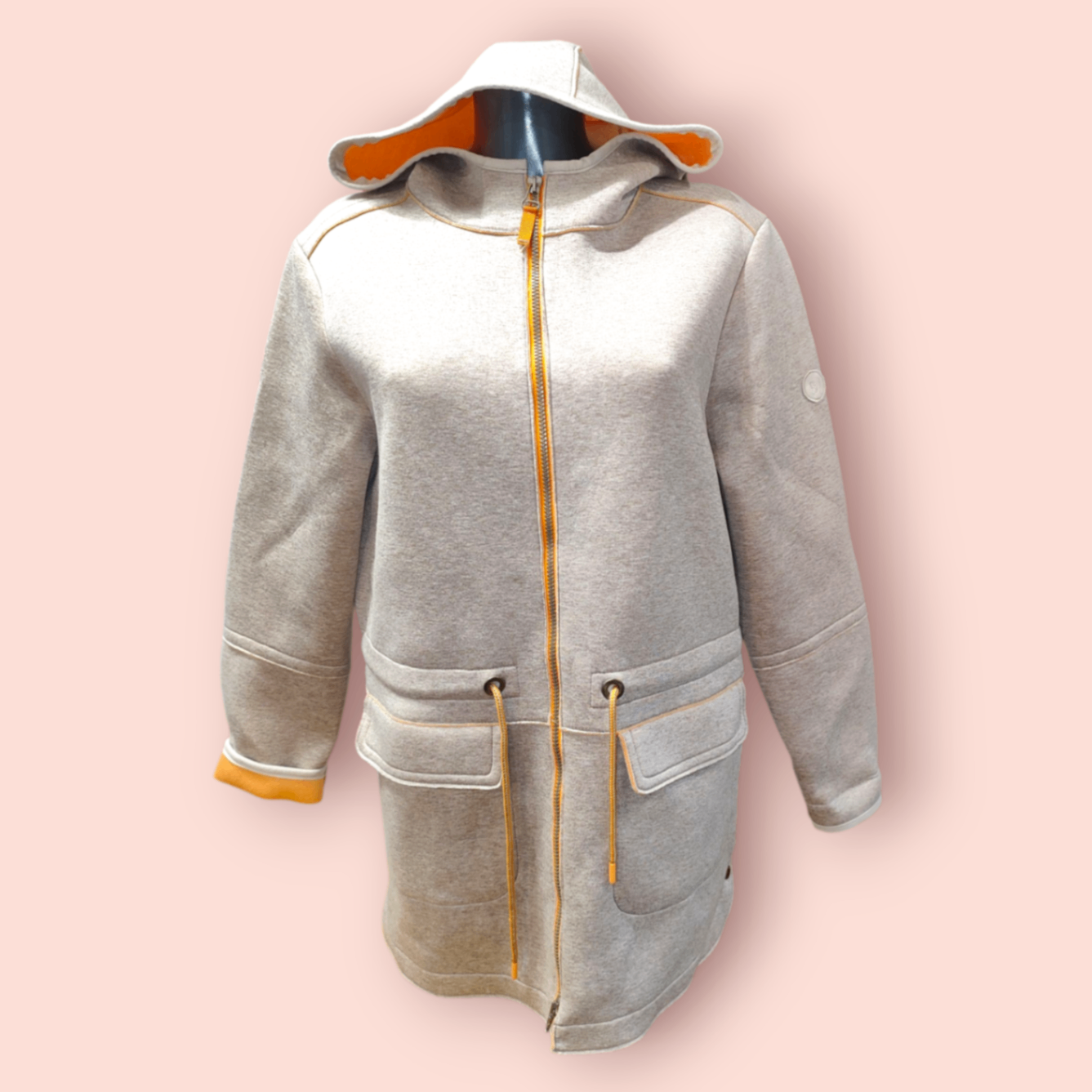 Bianca Jacke M Grau mit orange Akzenten