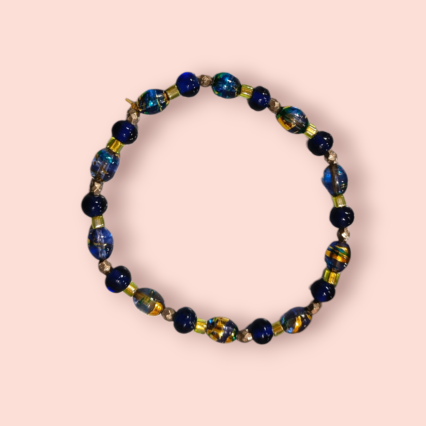 Handgemachtes Armband Blau-Gelb Halbedelstein